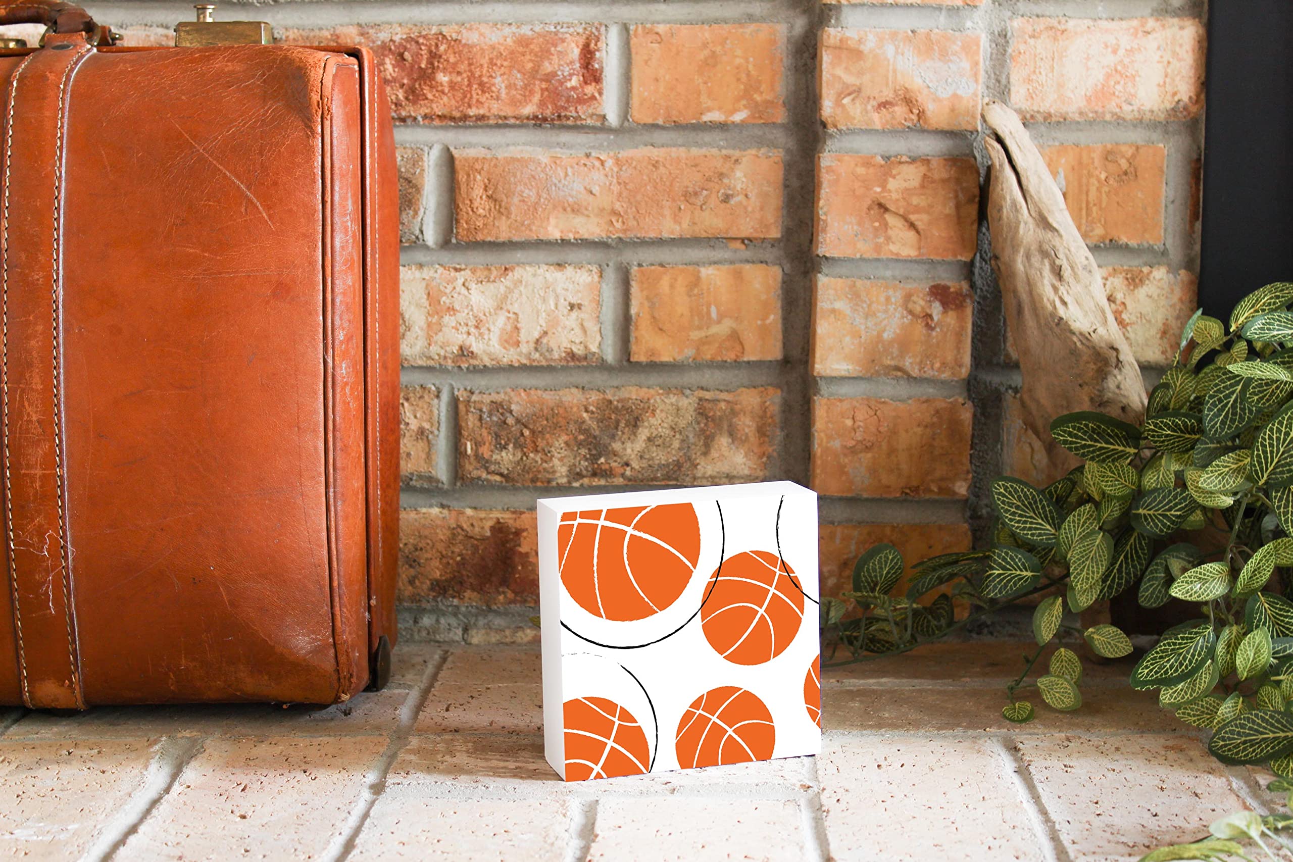 Elanze Designs Dark Orange Basketball Wood Plaque - Perfect for Sports Room Decor