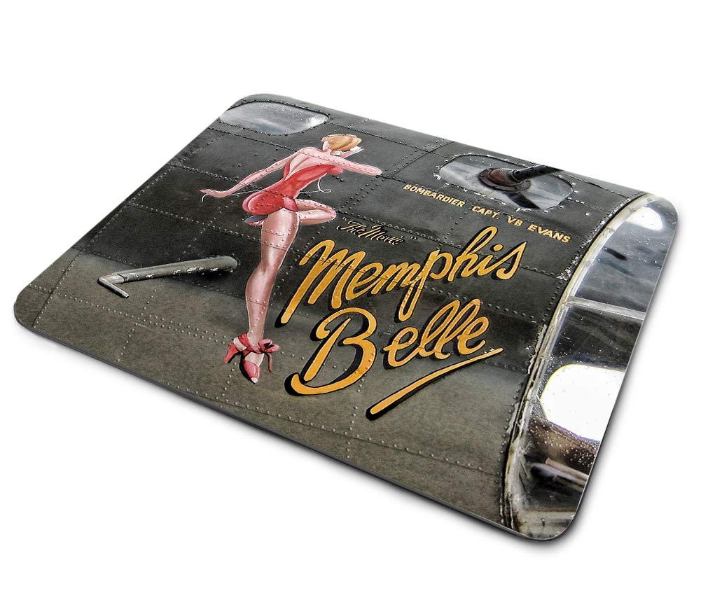 Vintage WWII Memphis Belle Nose Art Mouse Pad - Non-Slip Rubber Base Gaming Mousepad for PC, Laptop, Notebook & Office Desk - Perfect for Gamers, Graphic Designers & Aviation Enthusiasts