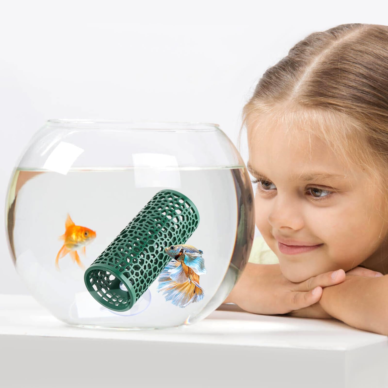 Abizoo Dark Green Hollow Betta Fish Tunnel & Reptile Hide - Safe Aquarium Decor for Fish Tanks, Terrariums - Perfect for Betta Fish Enrichment and Reptile Hiding