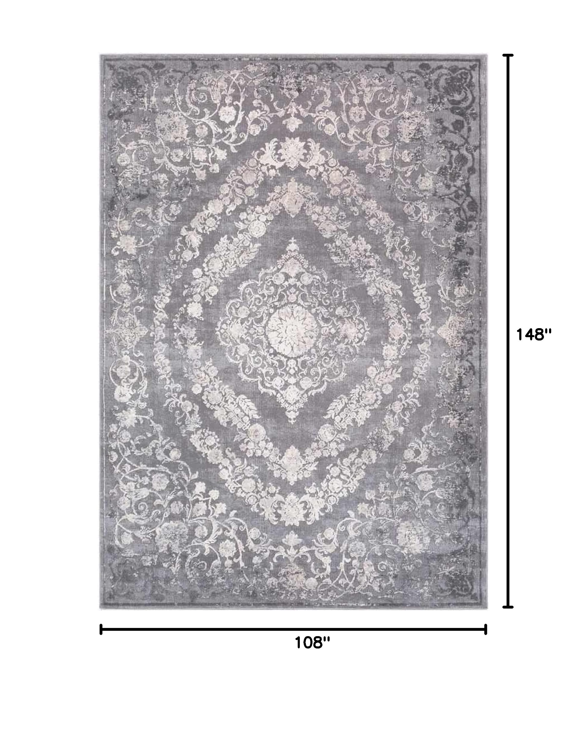 Mark&Day Nantes Traditional Gray Area Rug 9x12 - Soft Grey White Carpet for Living Room, Bedroom, Kitchen - Non-Slip Floor Mat for Home Decor (9' x 12'4