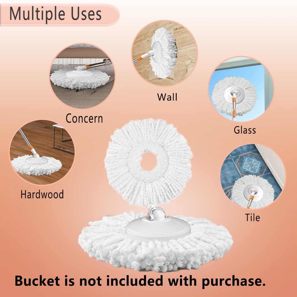 360° Microfiber Spin Mop Refills 6-Pack - Standard Size Round Replacement Heads for Spin Mop and Bucket System - Easy Cleaning for Floors, Tiles & Hardwood Surfaces - Perfect for Kitchen, Bathroom & Home Cleaning