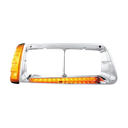 United Pacific 32495 14-LED Headlight Bezel with Amber Turn Signal - Compatible with Freightliner FLD Trucks | Durable Replacement for Enhanced Visibility & Safety on Highways & Night Driving