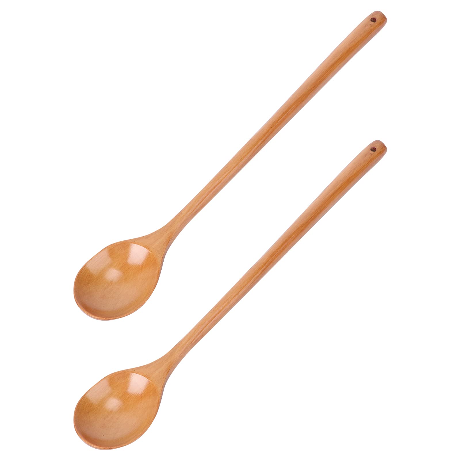 Premium 2-Pack Wooden Spoons with Long Handle - Heat-Resistant Cooking Utensils for Soup, Hotpot, Mixing - Ideal for Kitchen, Restaurant & Home Cooking Accessories