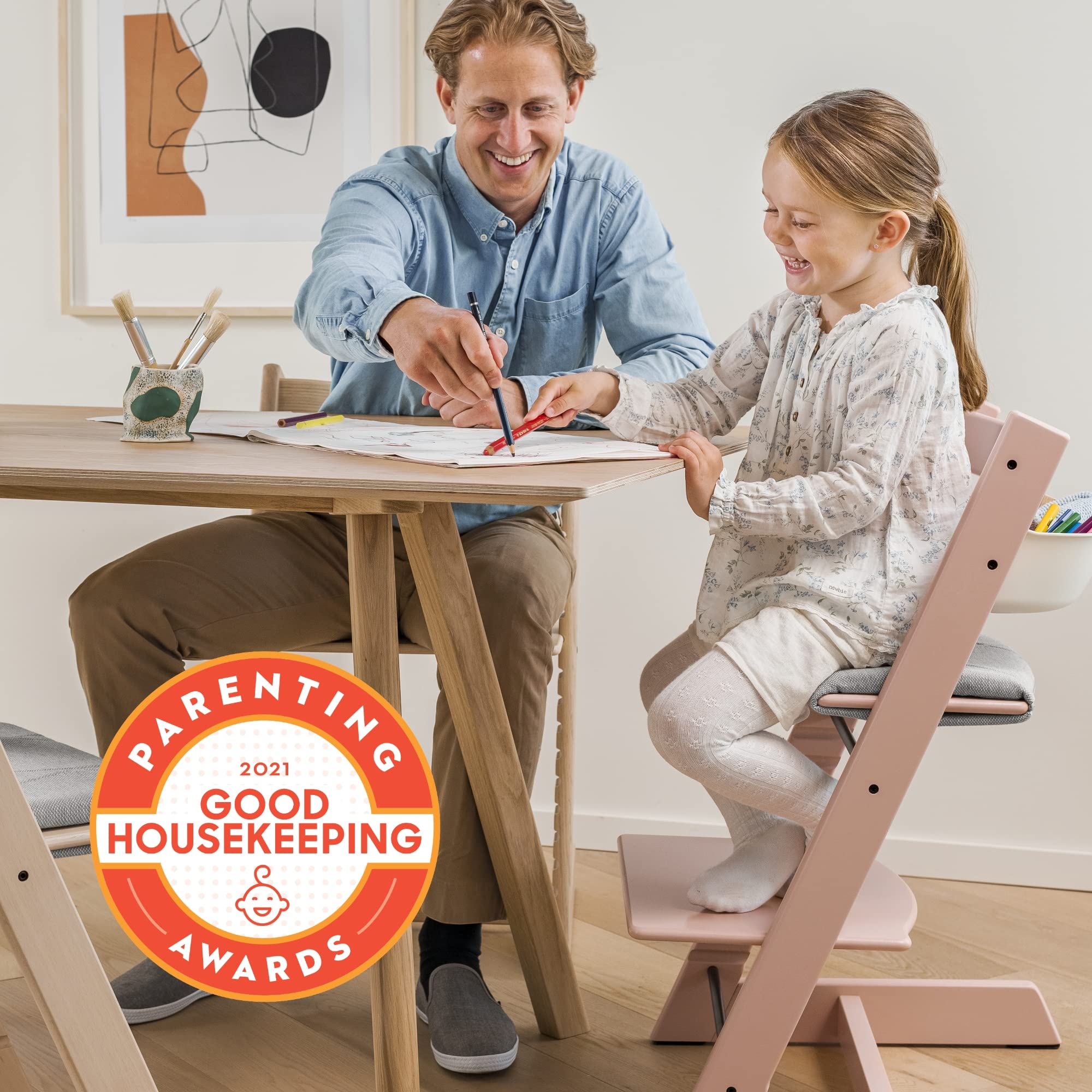 Stokke Tripp Trapp Adjustable High Chair - Convertible Baby to Adult Chair in Hazy Grey - Ergonomic & Comfortable Design for Toddlers, Kids & Grownups - Perfect for Dining, Feeding & Learning Activities
