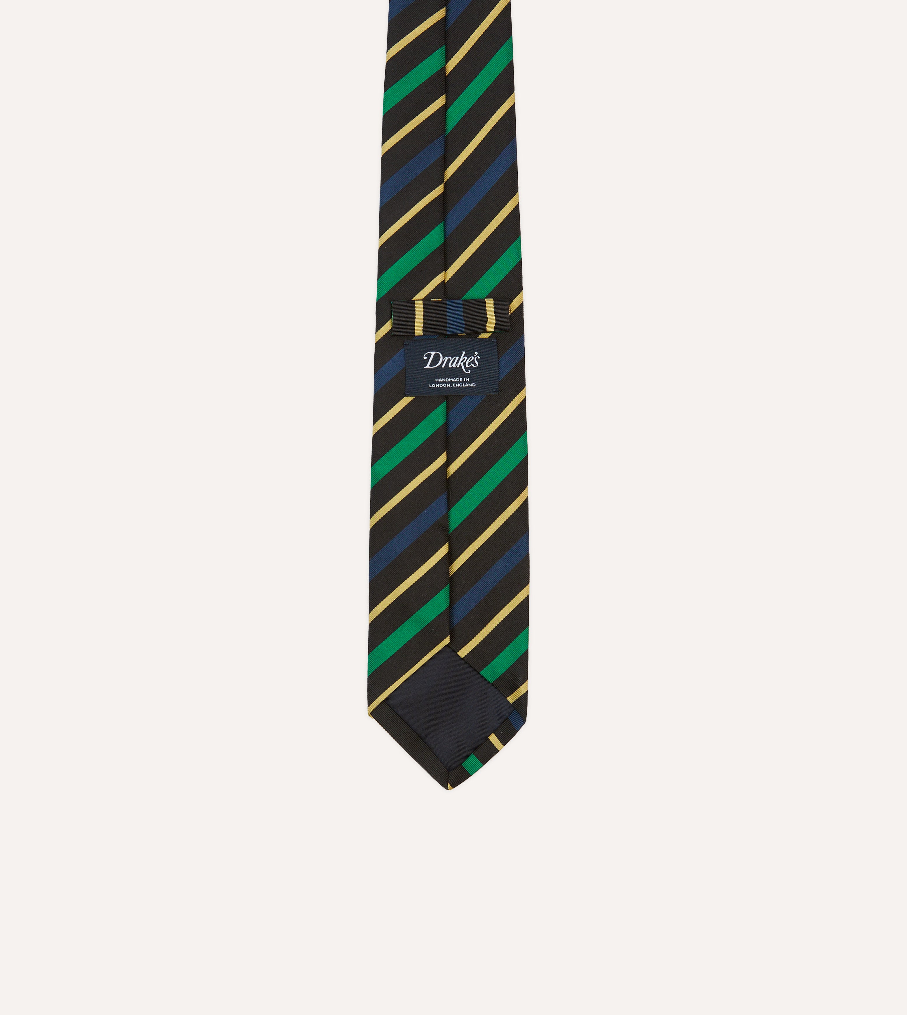 Premium Black, Blue, Green & Yellow Multi-Stripe Mogador Silk Necktie - Elegant Business, Wedding & Formal Occasion Accessory for Men