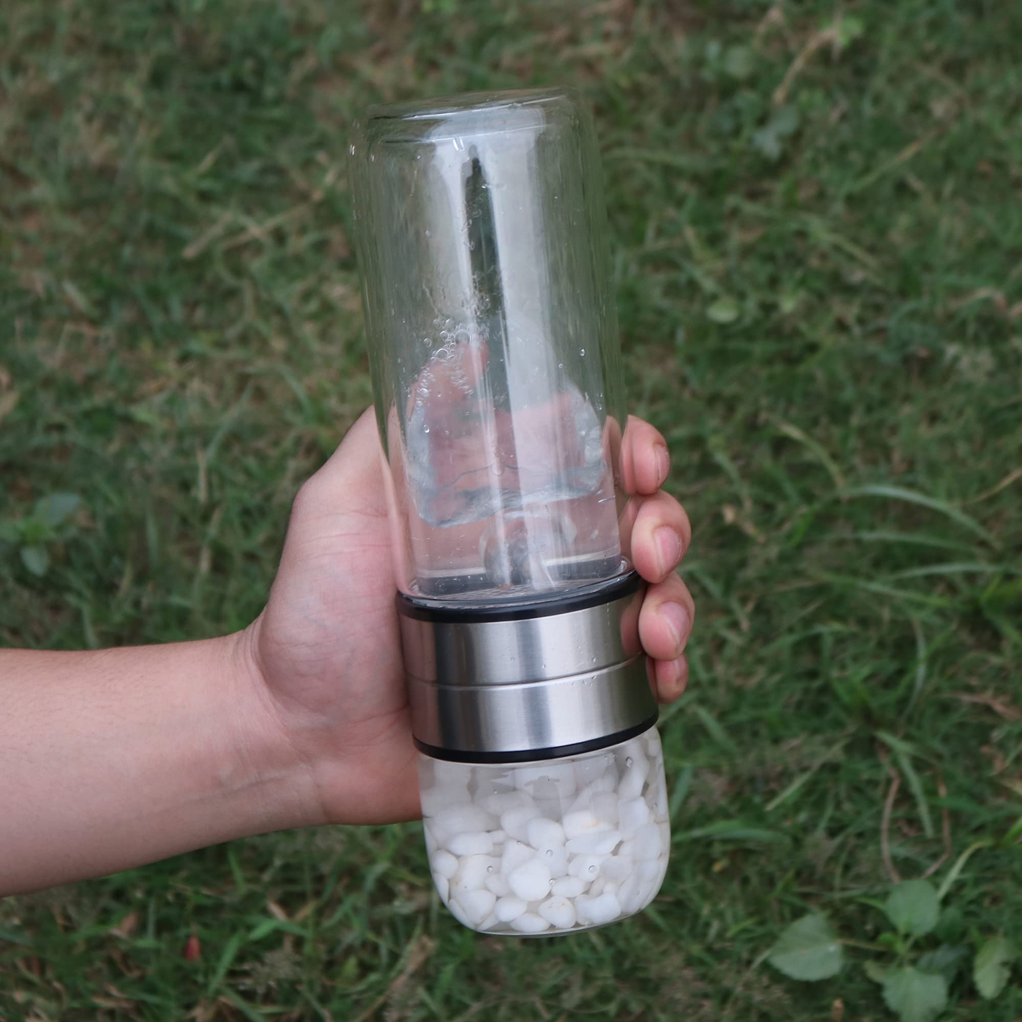 GEMHUB Crystal Water Bottle Set with Genuine Milky Quartz Gemstones | Infuse Your Water with Natural Energy for Wellness & Hydration | Perfect for Home, Office, and Yoga Practice