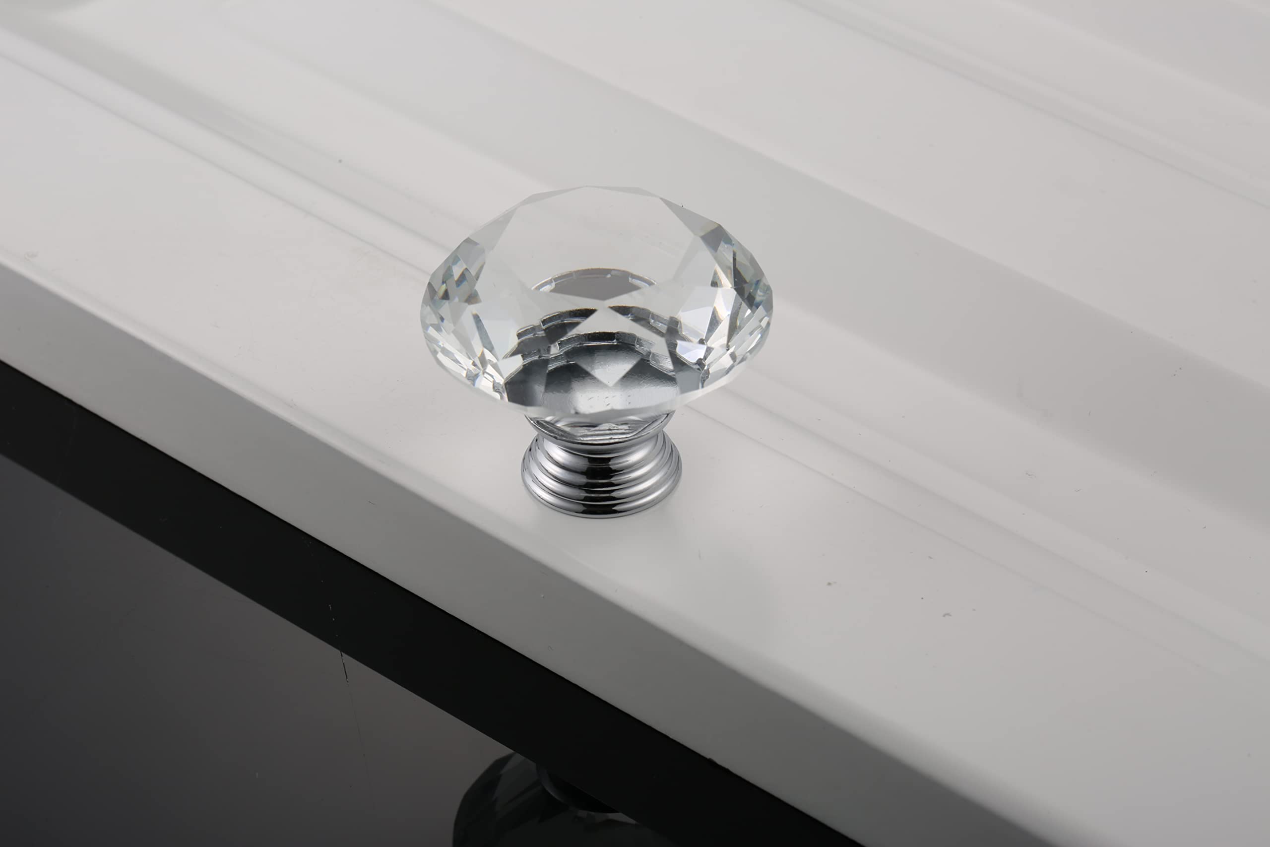 Crystal Glass Cabinet Knobs - Diamond Clear Drawer Handles for Kitchen Wardrobe Dresser