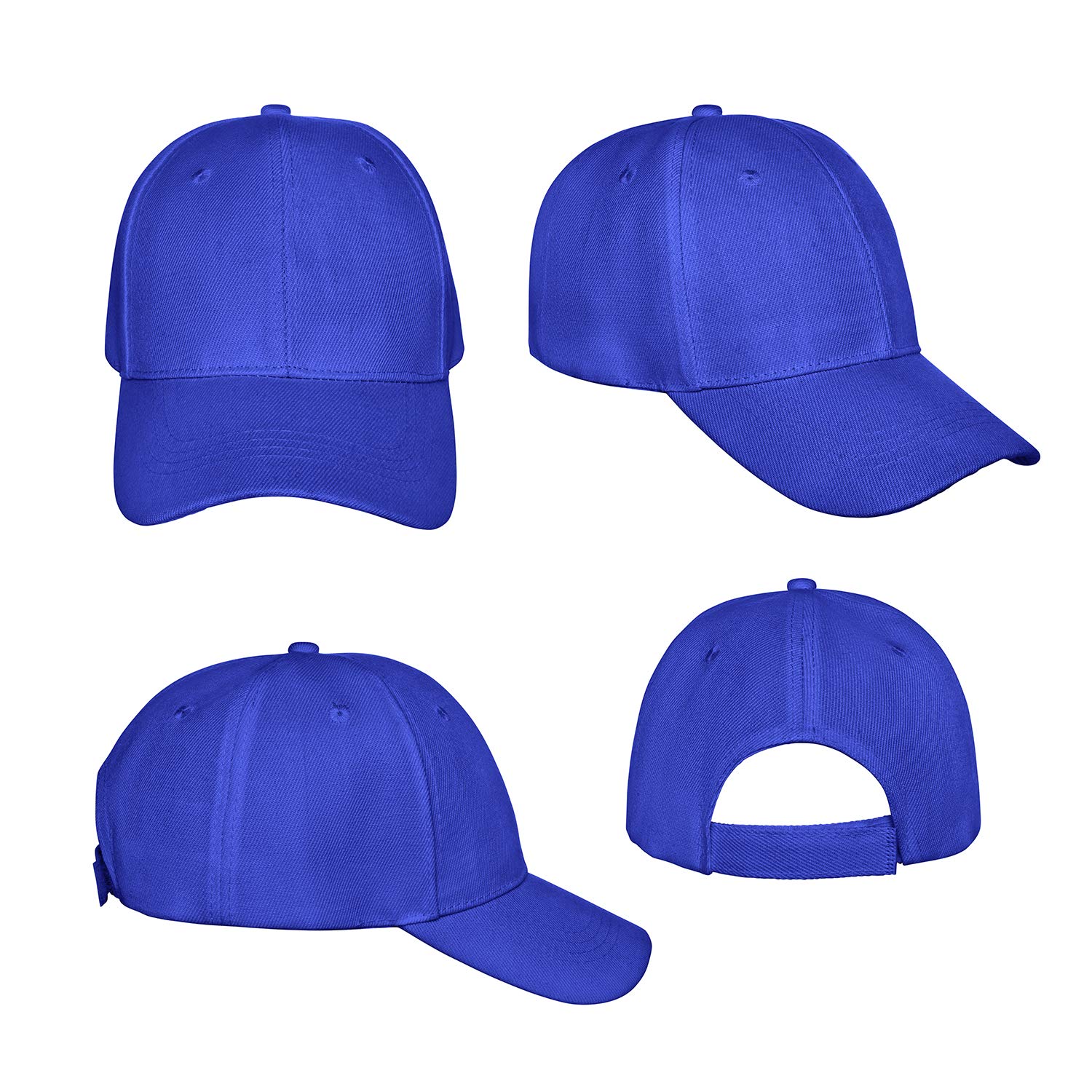 3 Pack Plain Baseball Caps - Adjustable Back Strap for Men & Women - Casual, Sports & Outdoor Activities