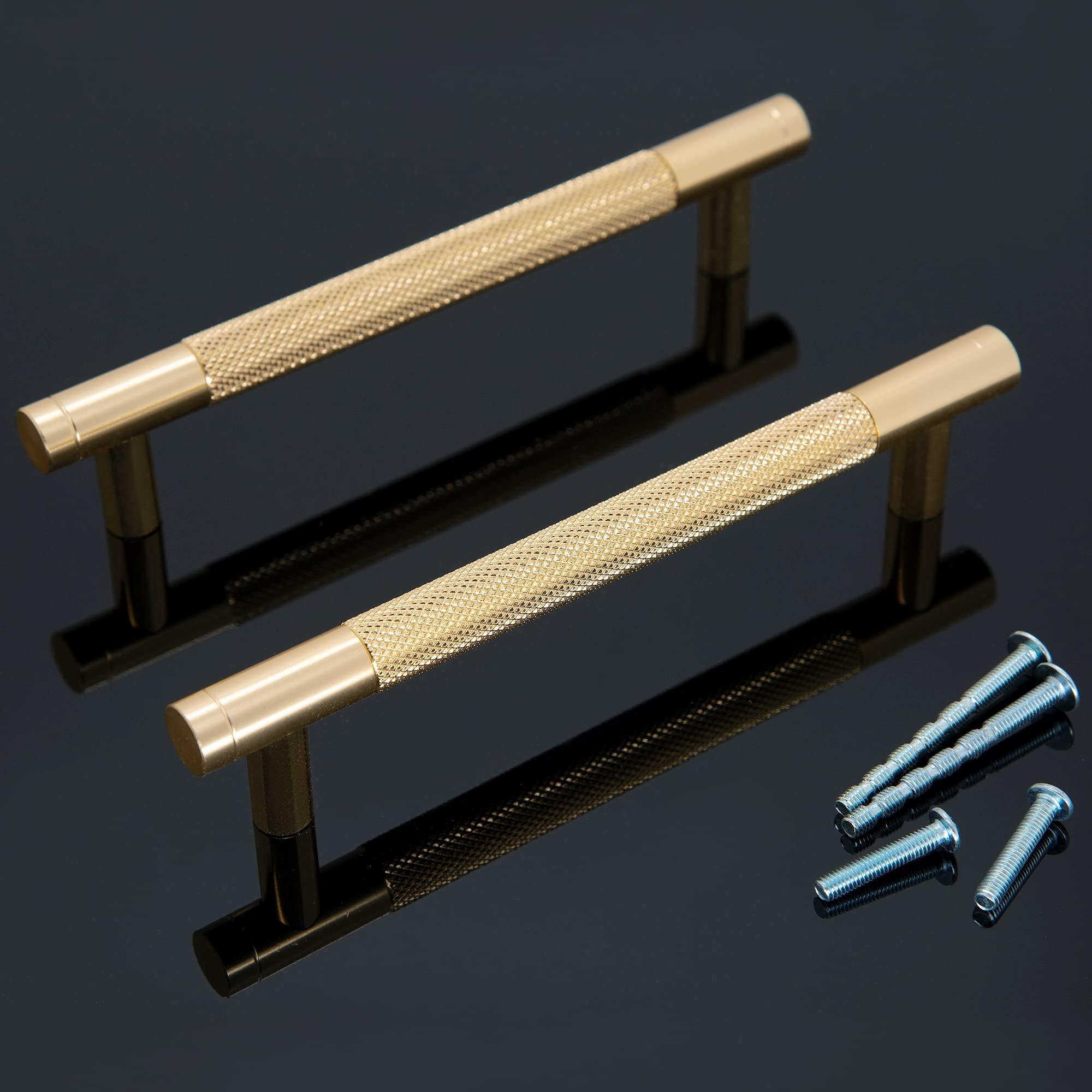 6 Pack Knurled Cabinet Pulls - 6 Inch Long Metal Kitchen Drawer Handles & Dresser Pulls (5