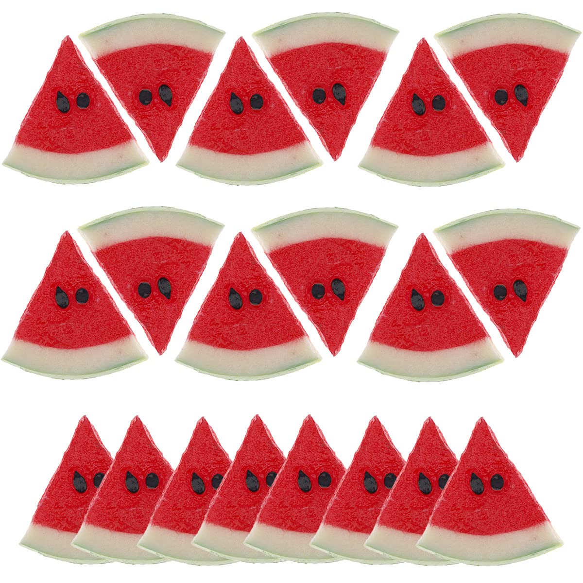 20 PCS Realistic Artificial Watermelon Slices - Faux Plastic Fruit Decor for Home, Office, Party & Kitchen - Perfect for Tabletop Displays, Food Photography Props, and Decorative Centerpieces