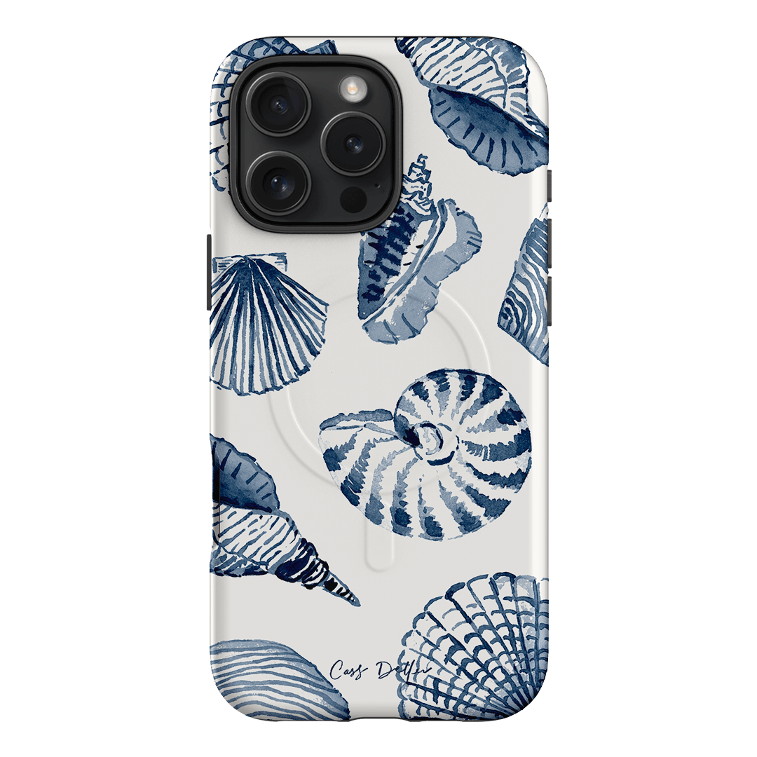 Durable Blue Seashell Design Phone Case - Shockproof & Slim Fit for iPhone & Samsung - Perfect for Beach Vacations & Outdoor Adventures
