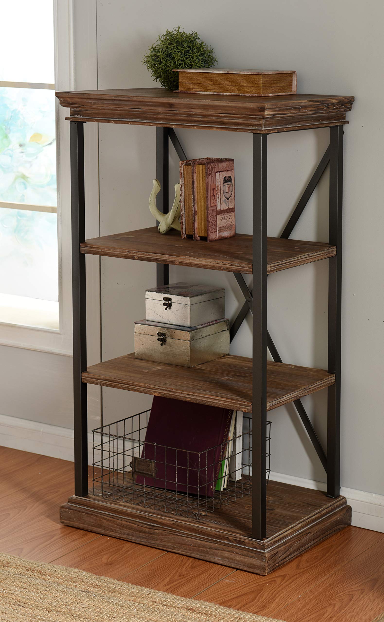 Archer Ridge Black Wood Bookcase - Modern Bookshelf for Living Room, Bedroom & Office Storage