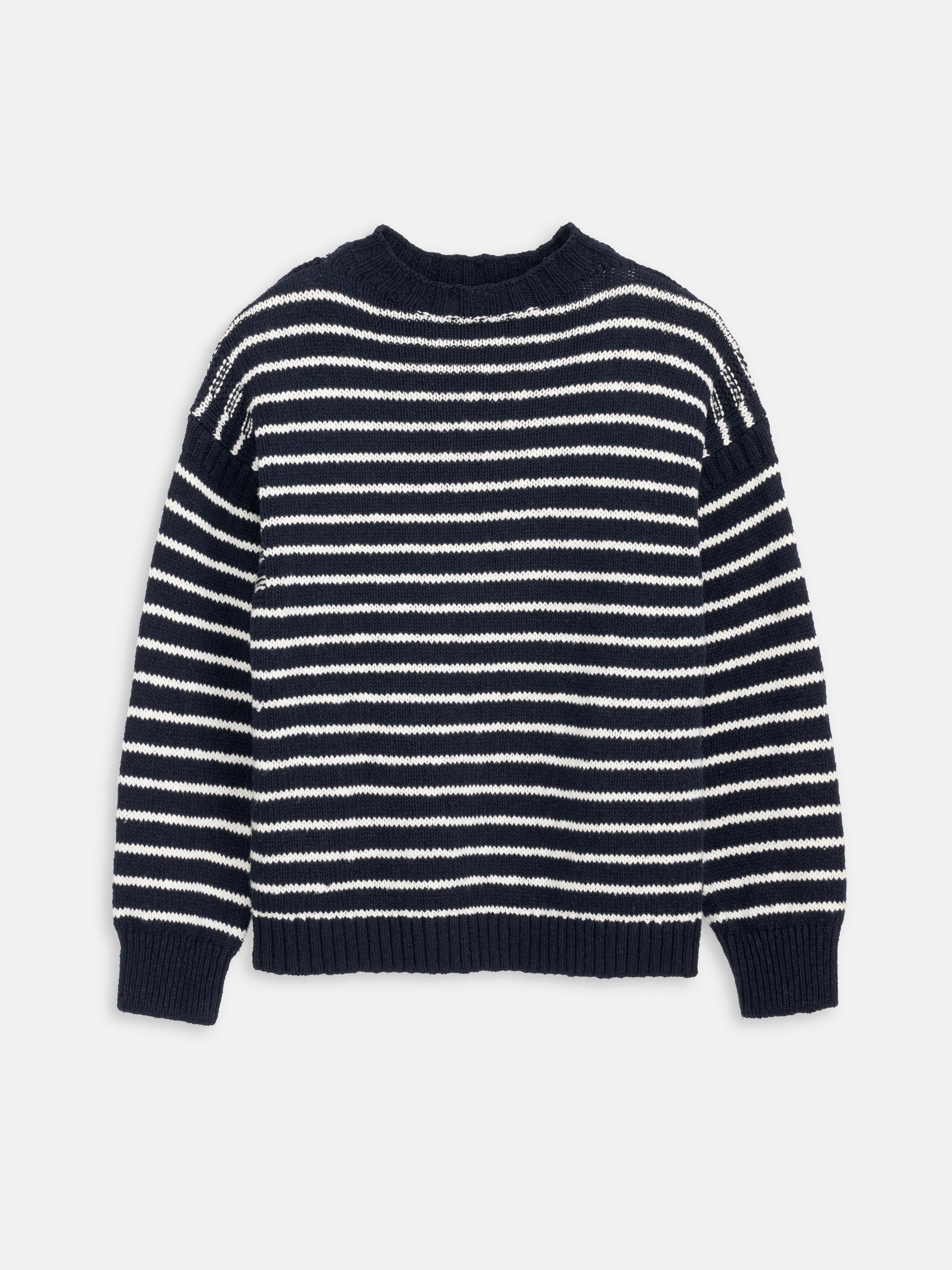Soft Cotton Harbor Stripe Sweater for Women - Cozy Knit Pullover for Casual Wear & Fall Layering