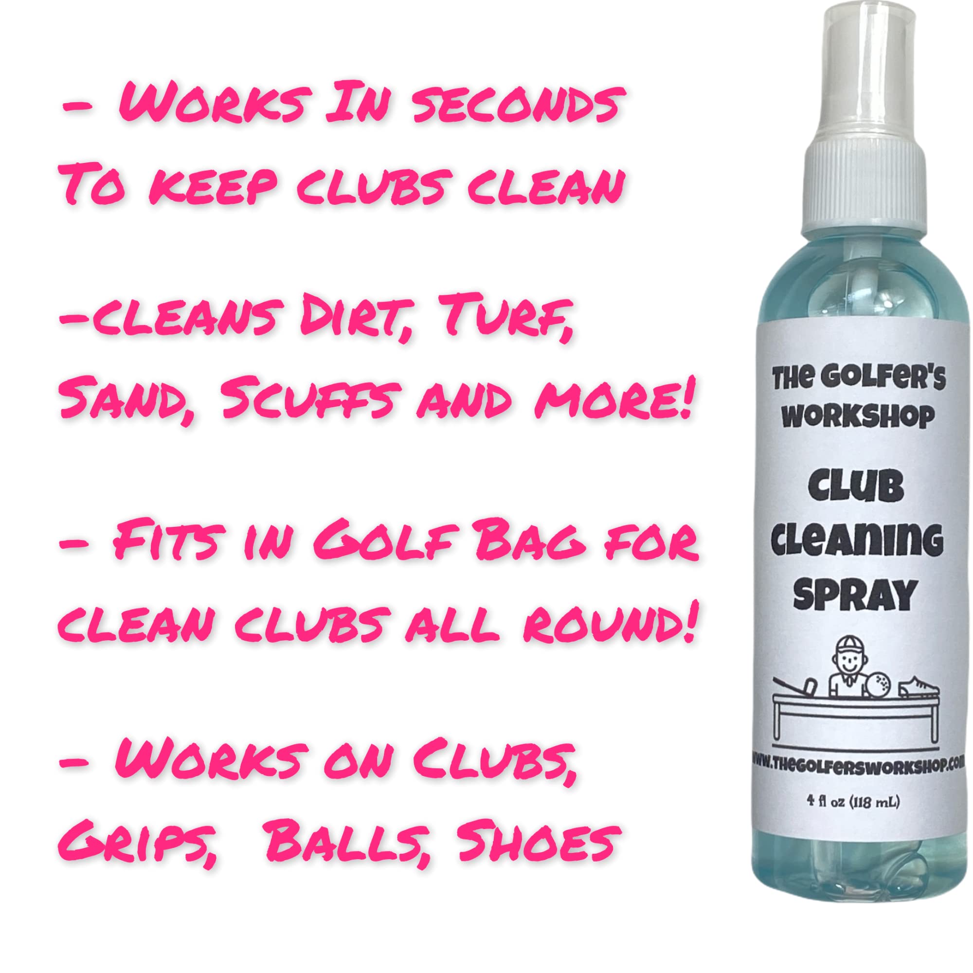 Golf Club Cleaning Kit - 4oz Spray & Brush with Groove Cleaner for Golfers | On-Course Maintenance