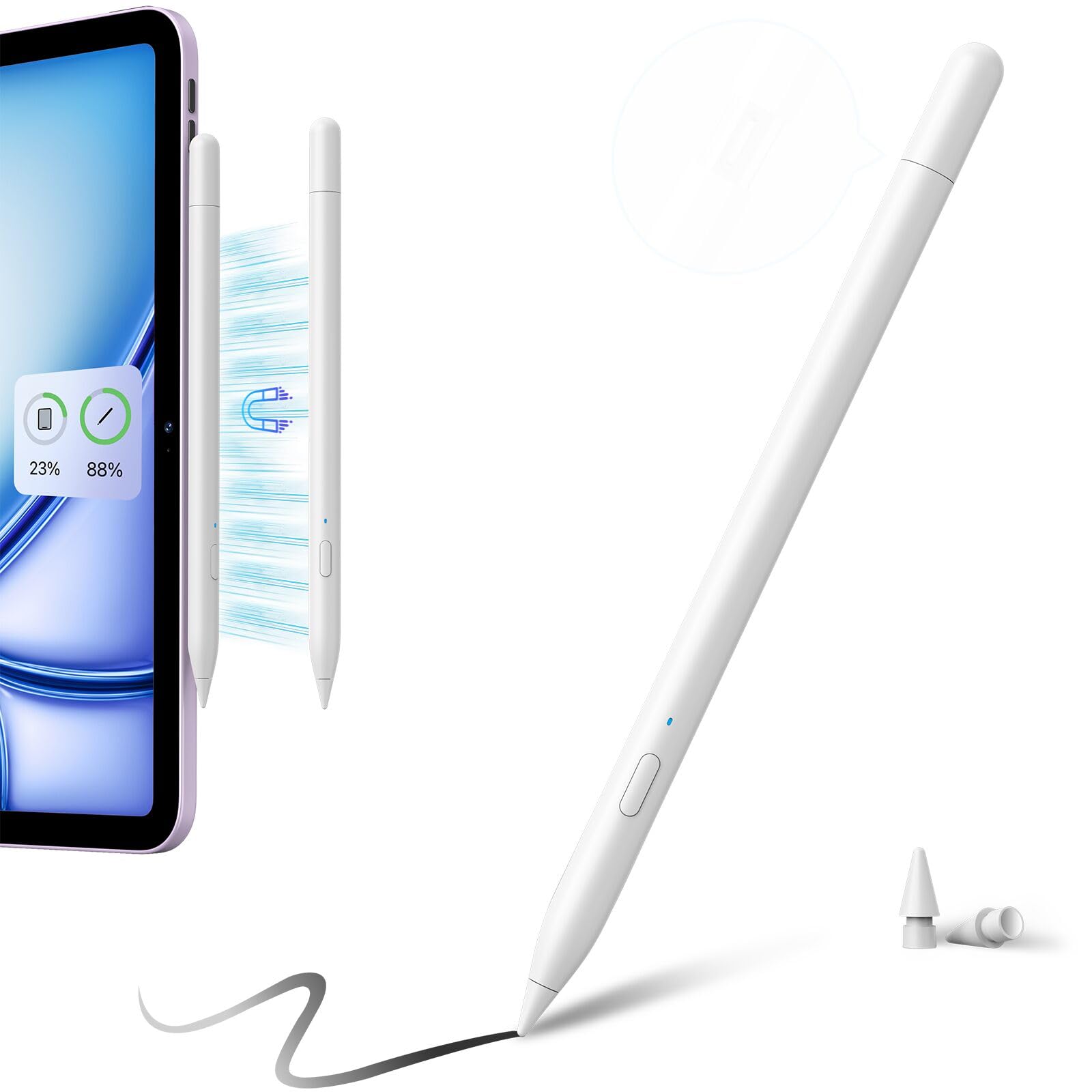 TQQ 2nd Gen iPad Pencil - Magnetic Wireless Charging Stylus Pen for iPad Pro 11/12.9, iPad Air 5th-3rd, iPad Mini 6th/5th & iPad 10th-6th | Perfect for Drawing, Note-Taking & Digital Art