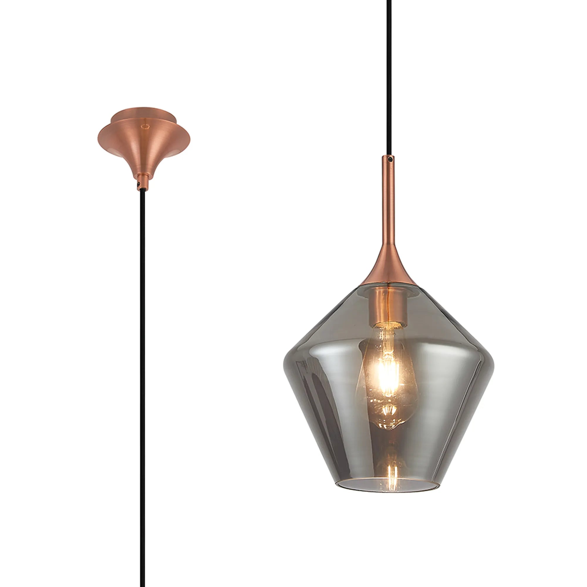 Benalla Single Pendant Light Fixture - Diamond Glass Shade with E27 Socket in Multiple Finish Options - Perfect for Dining Room, Kitchen Island or Bedroom Lighting