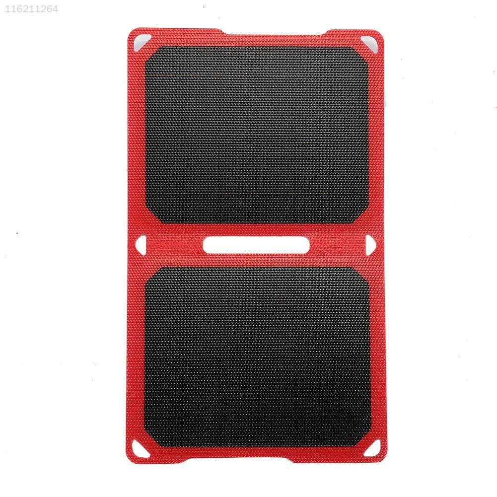 PRAV® 4174 10W USB Solar Charger Panel - 5V Portable Power Bank for Phones, Tablets & Outdoor Camping, Hiking, Emergency Power Supply (Black & Red)