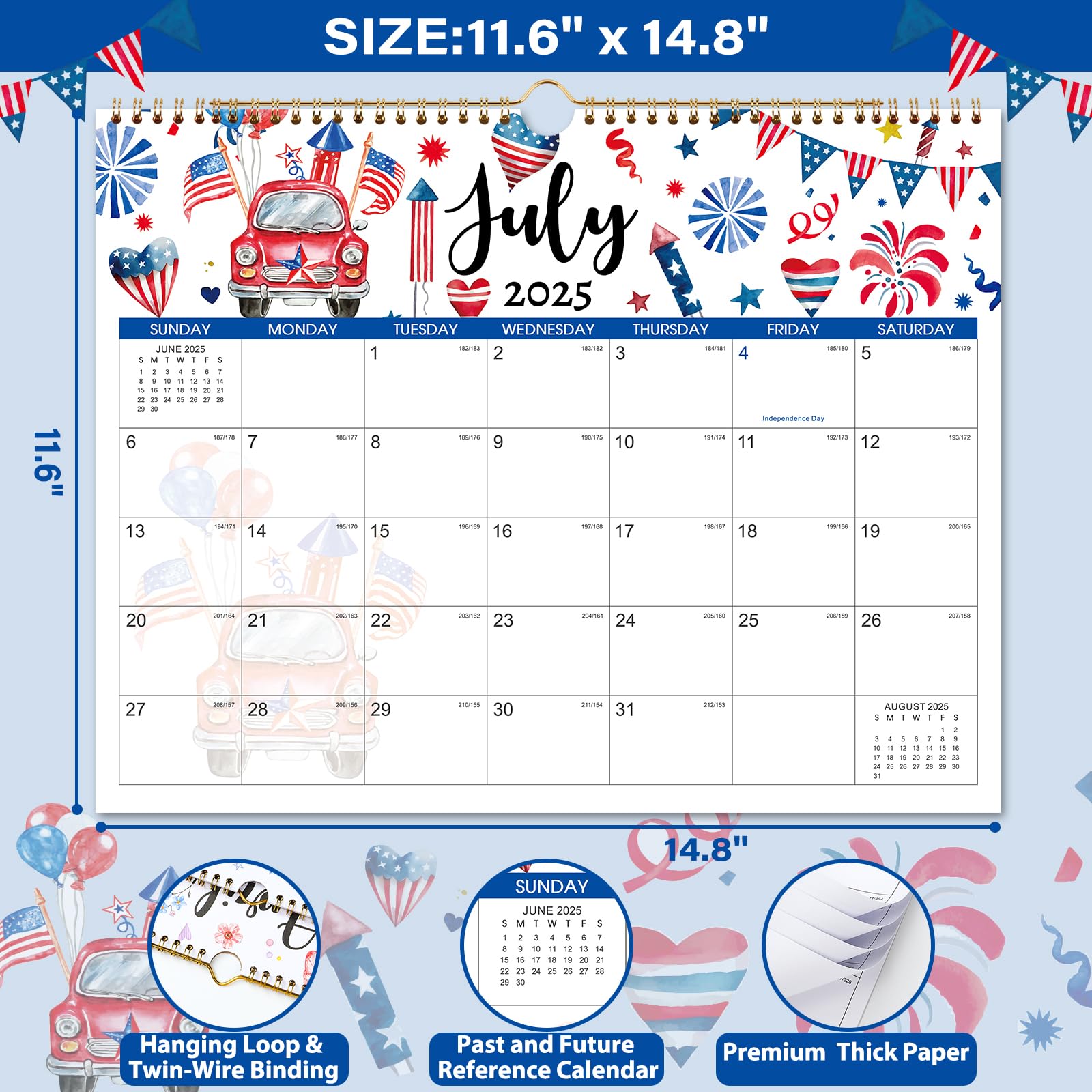 2025-2026 Wall Calendar | July 2025 - December 2026 Large 14.8