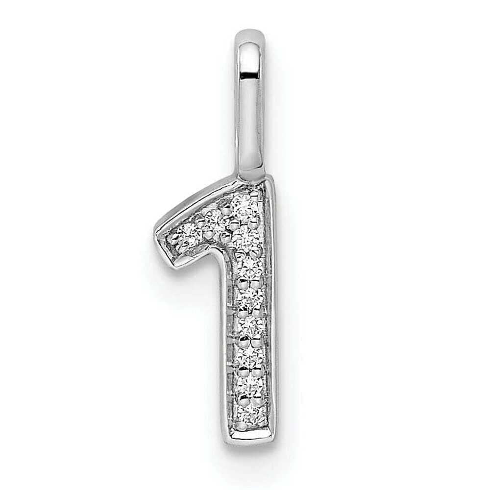 14K White Gold Diamond Women's Number 1 Charm Pendant - Elegant Bijou Polished Jewelry for Birthday, Anniversary & Graduation Gifts