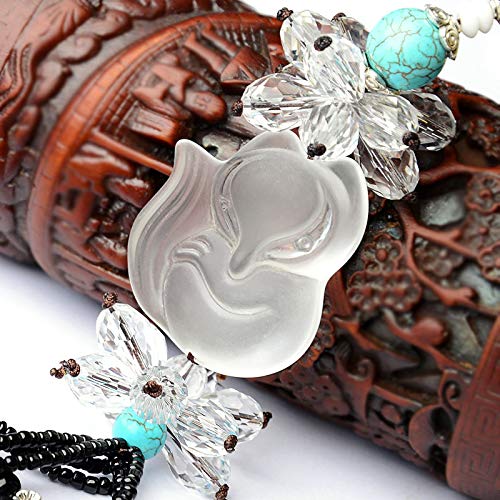 Fox Car Rear View Mirror Pendant - Lucky Crystal Ball Ornament for Vehicles | Feng Shui Decor Accessory for Safe Driving & Positive Energy