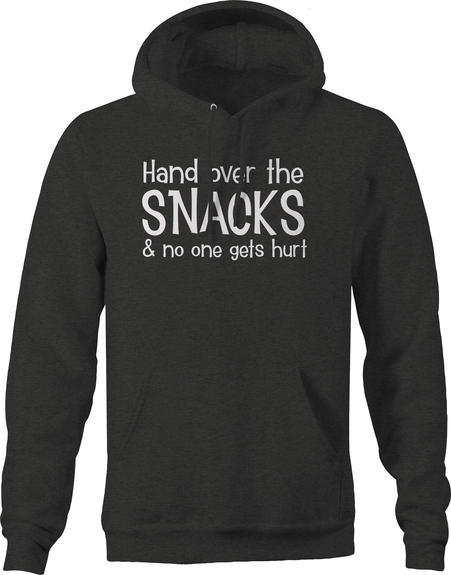 Funny Hungry Hangry Hoodie for Men - Hand Over The Snacks Dark Grey Sweatshirt | Comfortable Pullover for Casual Wear, Gifts & Relaxing at Home