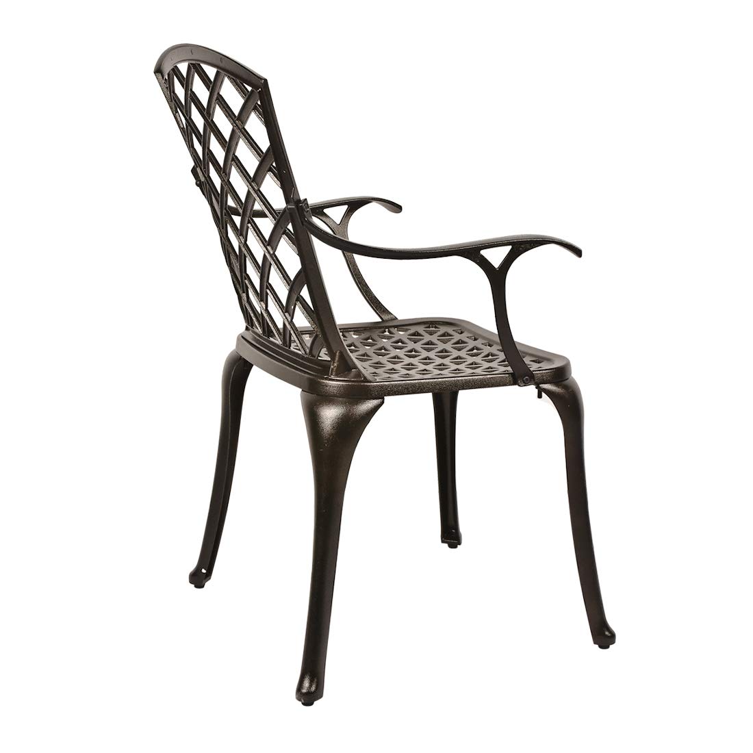 OKIDA 2-Piece Cast Aluminum Arm Dining Chairs Set - Outdoor Patio Bistro Chairs with Lattice Weave Design for Garden, Backyard, Poolside & Restaurant Use
