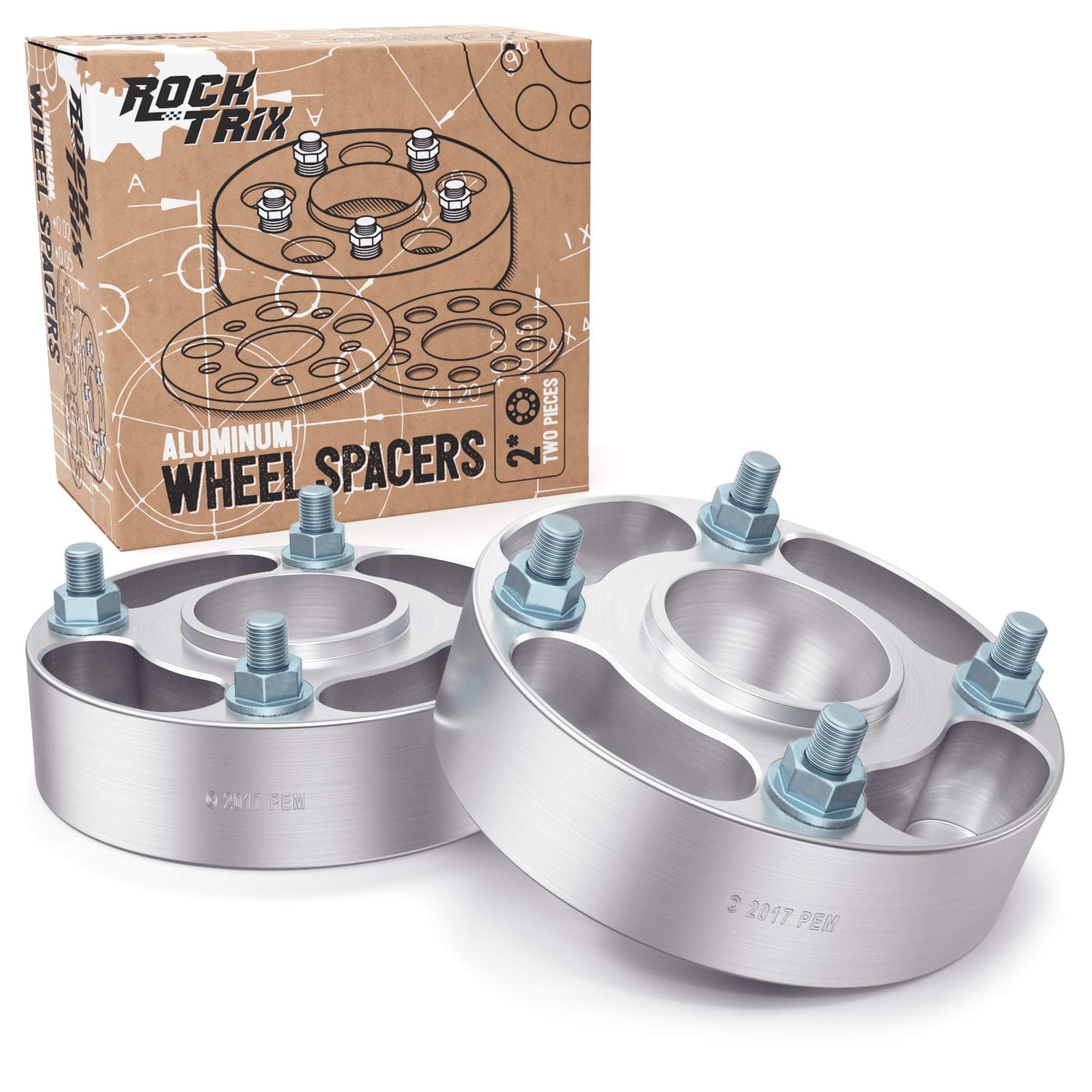 RockTrix 1.5 Inch ATV Wheel Spacers - 4x110 Bolt Pattern, 74mm Bore, 10x1.25 Studs with Flat Nuts - Compatible with Honda, Yamaha, Suzuki, Bombardier UTVs - V2 38mm Silver (2 Pack) - Perfect for Off-Roading, Trail Riding & ATV Performance Upgrades
