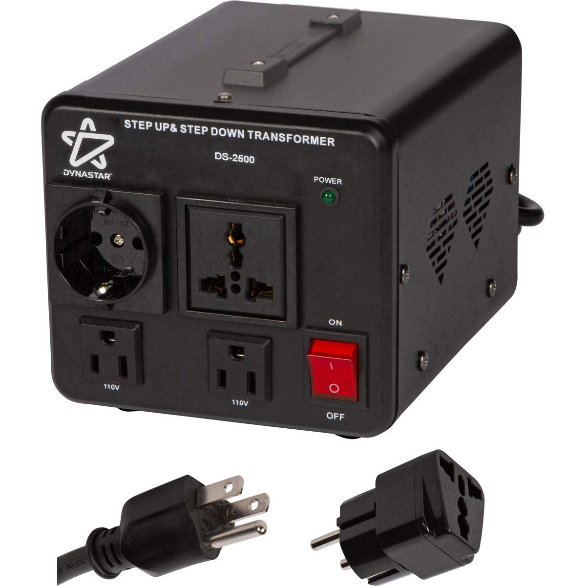 Dynastar Heavy Duty Step Up & Down Voltage Converter Transformer 110V-220V to 220V-240V | 2500W with Durable Lifetime Coil & 5-Year Warranty | Perfect for Travel Appliances, Electronics & Power Tools