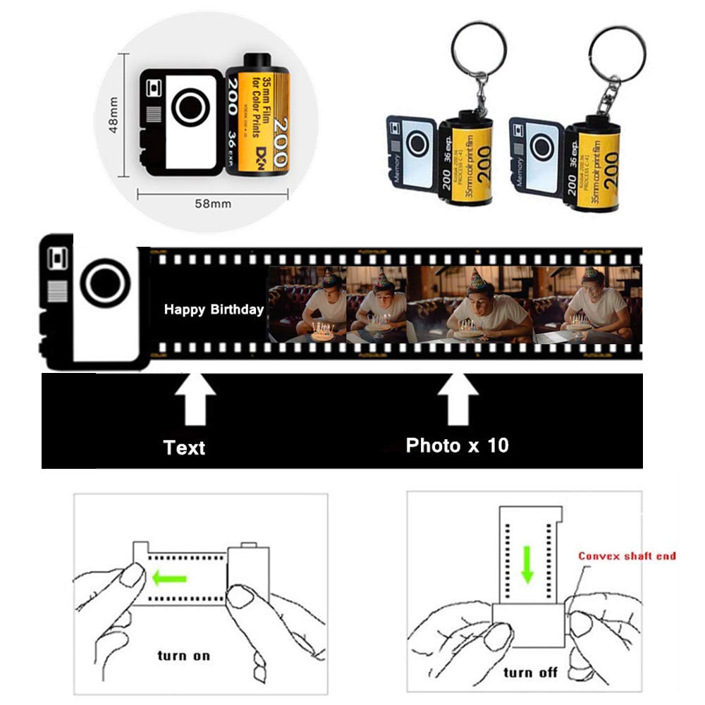 Custom Photo Keychain for Women - Personalized Camera Film Roll Keychain with Pictures - Perfect Gift for Birthdays, Anniversaries & Travel Memories
