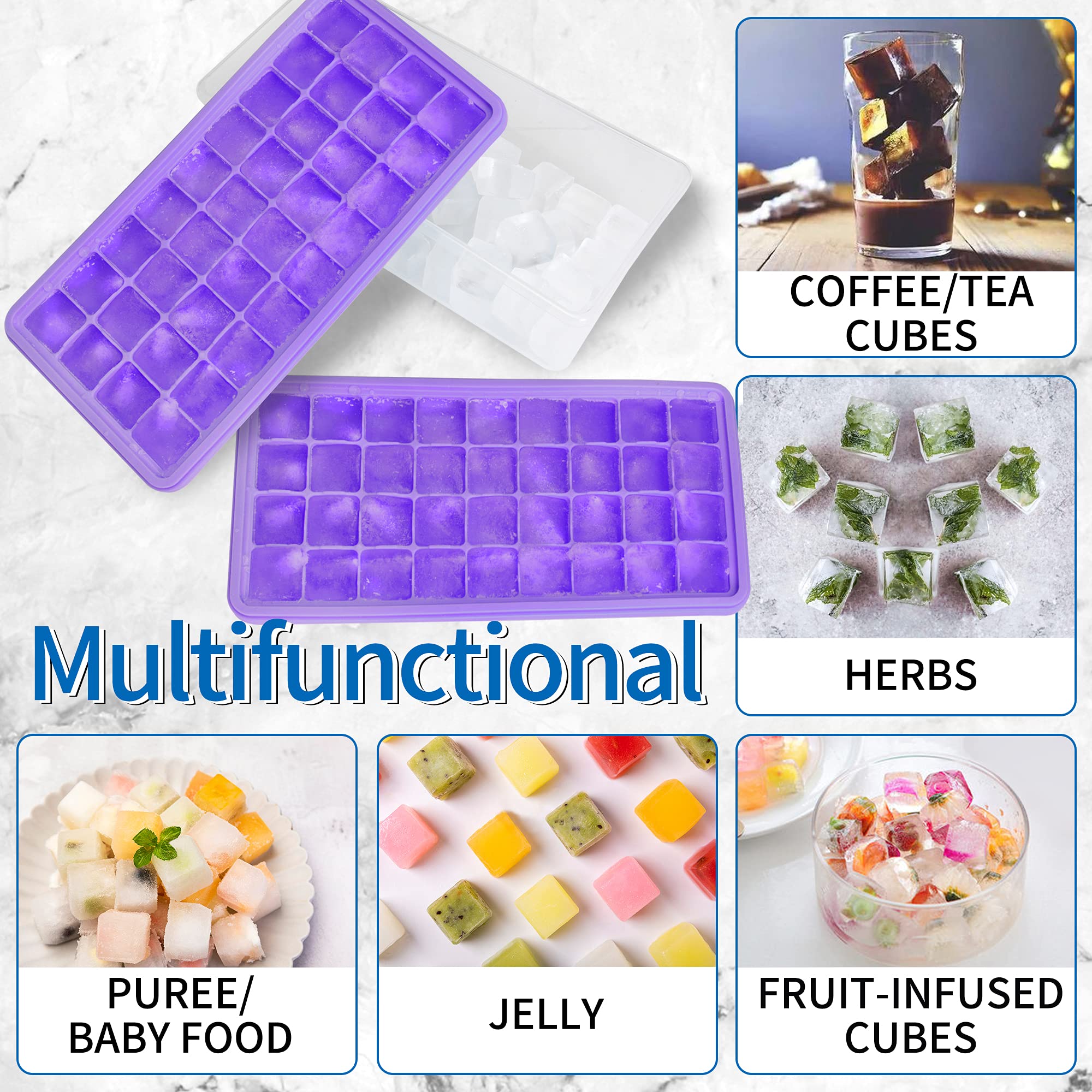 Premium Food-Grade Silicone Ice Cube Tray Set with Lid & Storage Bin - 2x36 Small Nugget Ice Molds + Ice Bucket & Scoop - Flexible Freezer-Safe Ice Cube Maker for Cocktails, Smoothies & Beverage Chilling