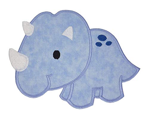 Sew On or Iron On Triceratops Blue Dinosaur Patch - Durable Embroidered Applique for Jackets, Backpacks & DIY Crafts