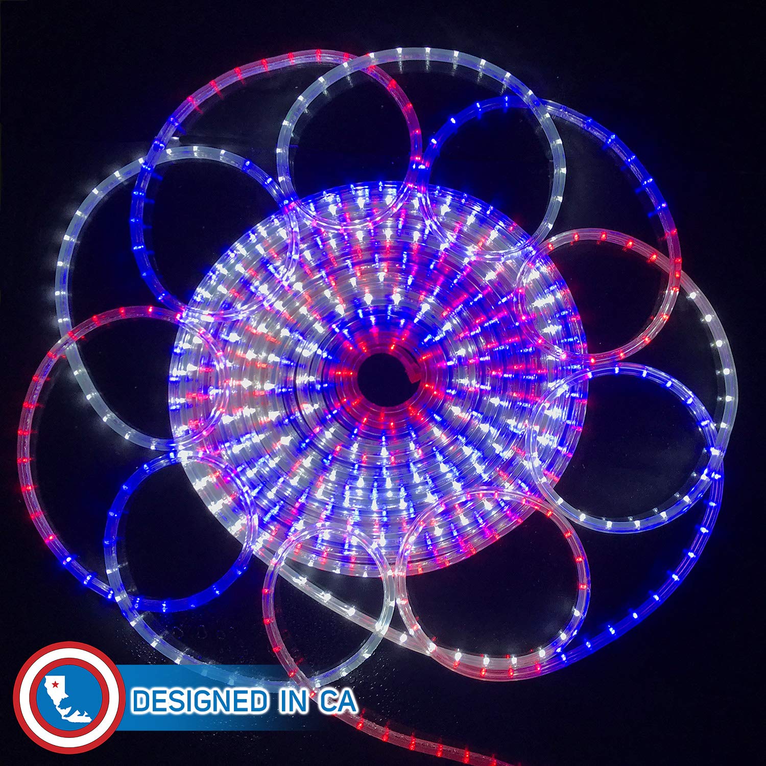 Patriotic Rope Lights - Red White Blue for 4th of July, Christmas & Outdoor Decor