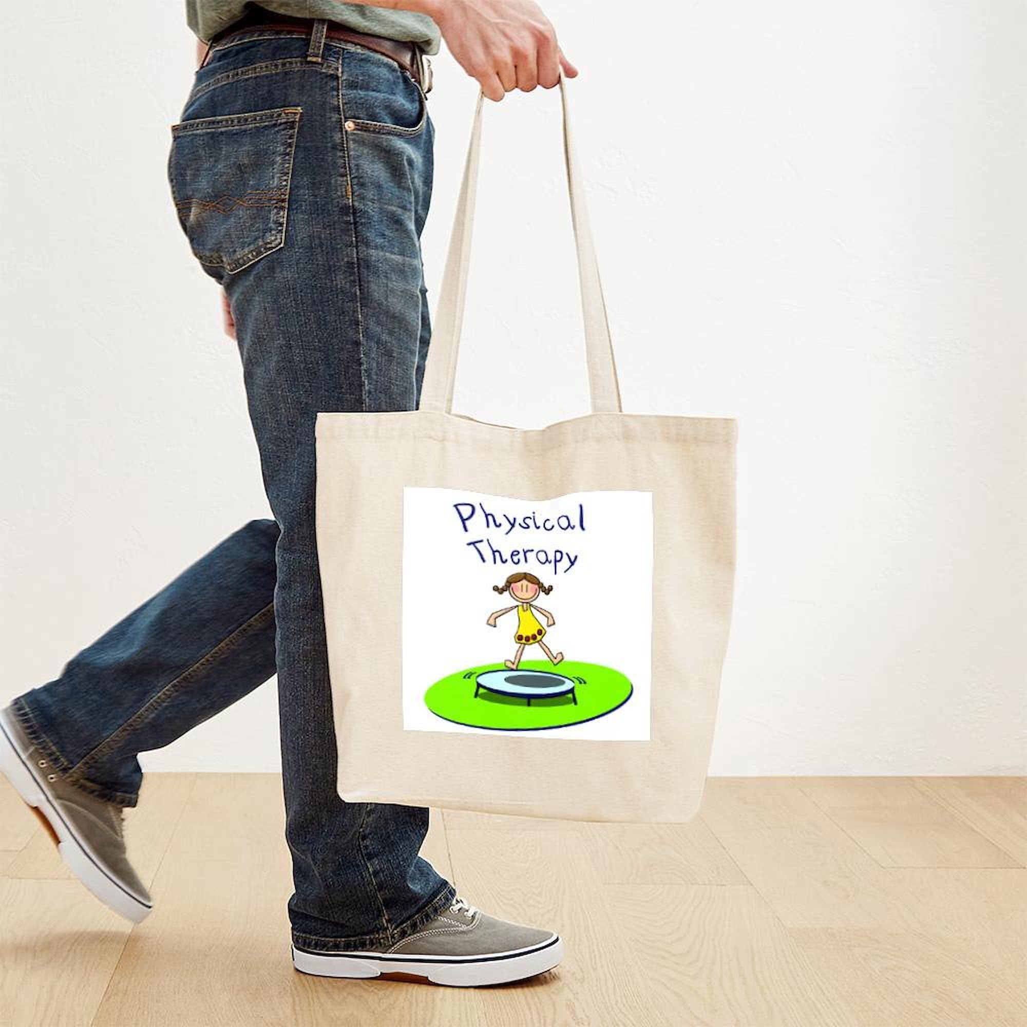 Physical Therapy Tote Bag for Women - Natural Canvas Reusable Shopping Bag - Perfect for Work, Gym & Everyday Use