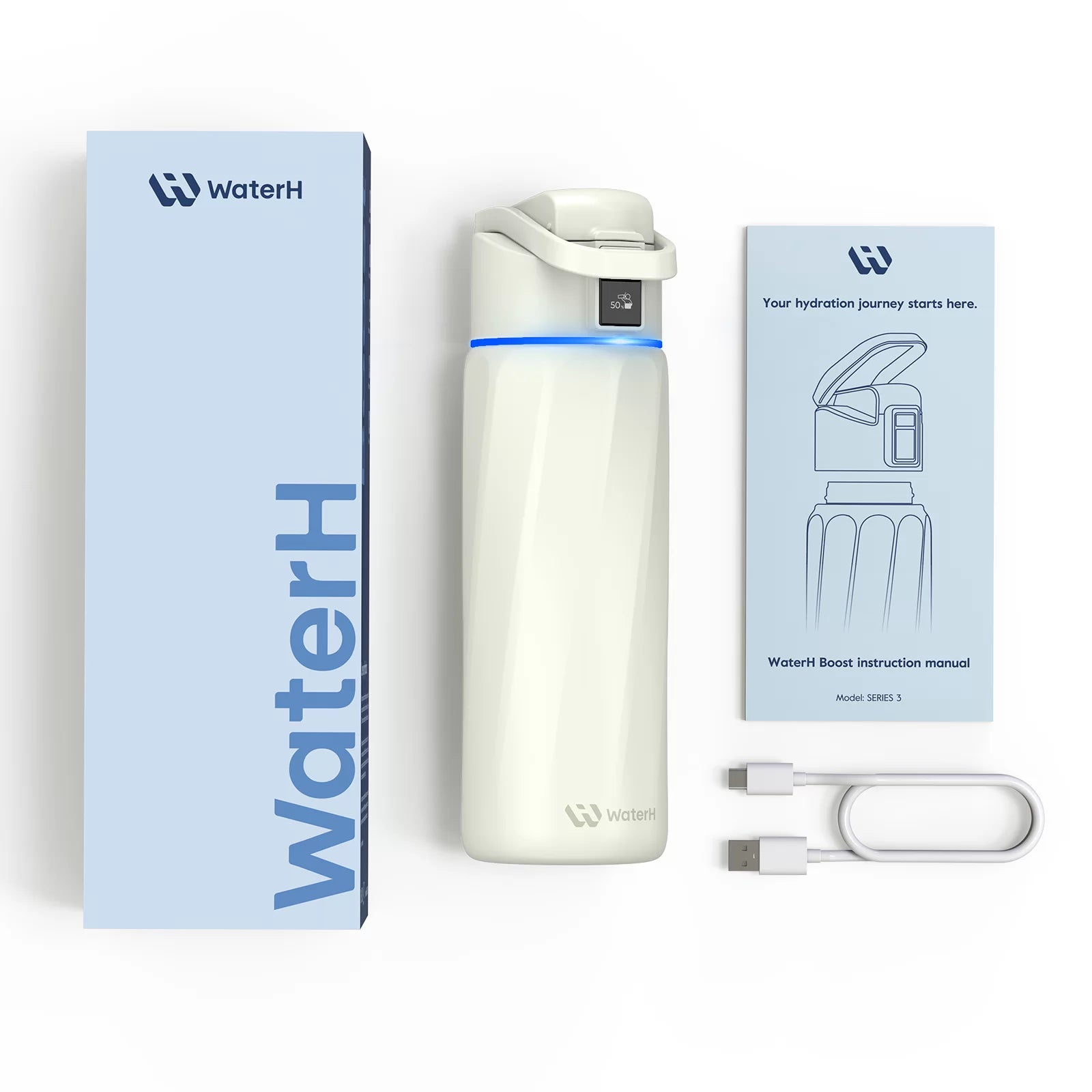 WaterH Smart Water Bottle 24oz with Hydration Tracking & App Sync - Leak Proof, BPA Free Stainless Steel Bottle for Gym, Hiking & Daily Hydration | Official Store