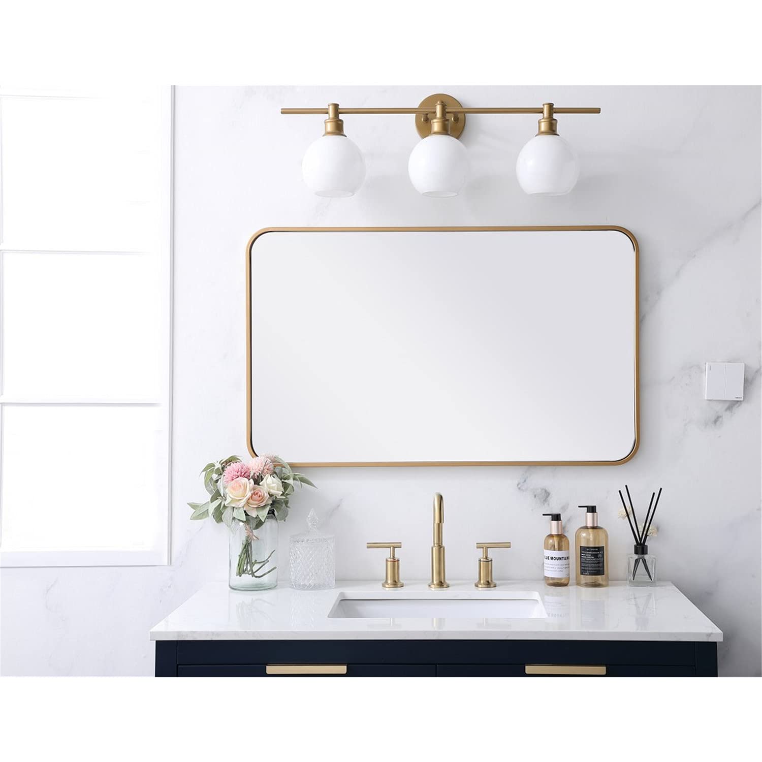 Elegant Brass Rectangular Mirror 22x36 for Home Decor