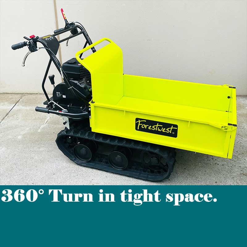 Forestwest 300KG Motorized Tracked Wheelbarrow - 6.5HP Heavy Duty Dump Cart with Manual Tipping (Model BM11078) - Perfect for Construction Sites, Landscaping & Farm Work