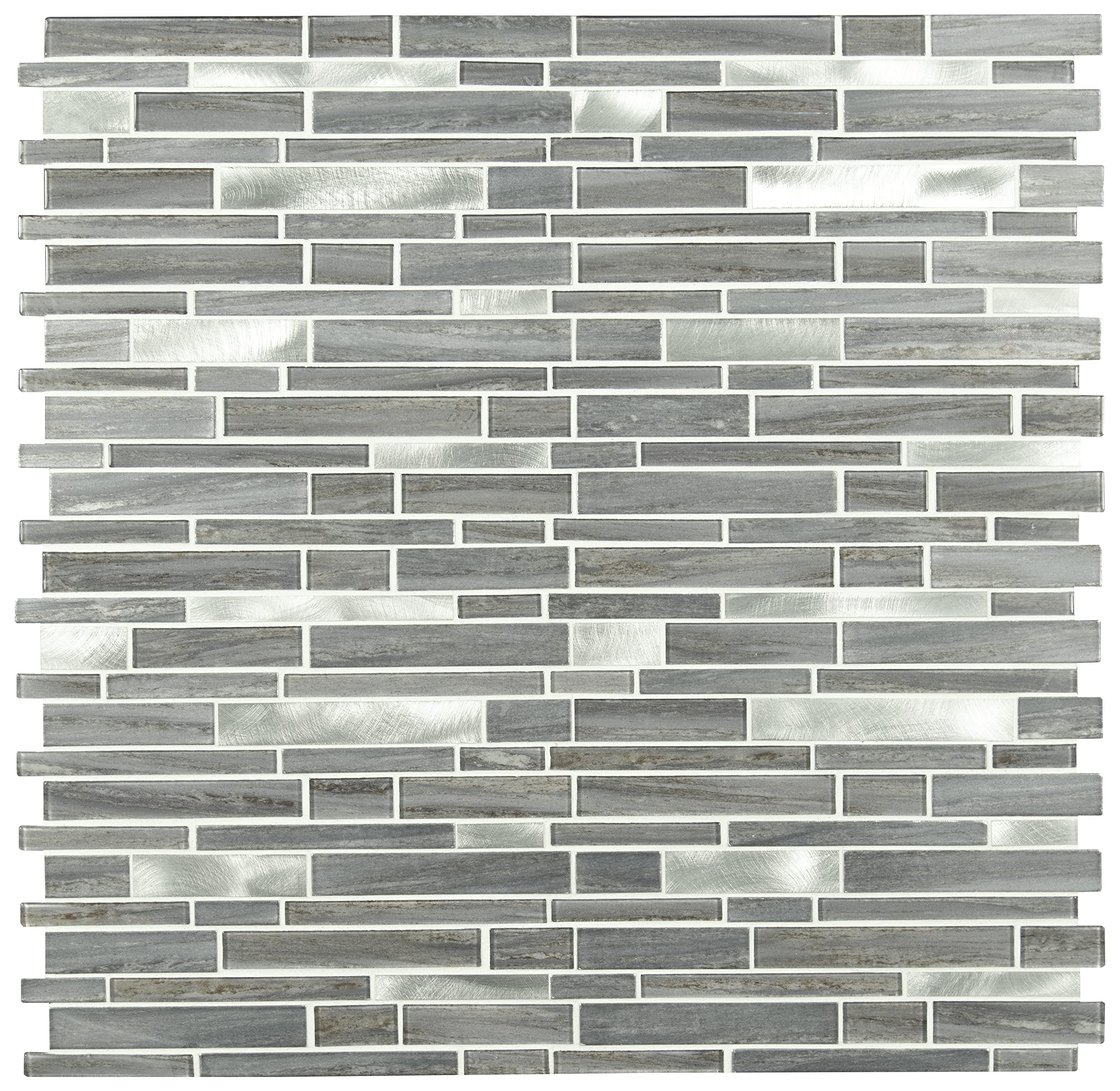 MSI Bimini 12x12 Inch Interlocking Glass Mosaic Tile - Gray-Dark Mesh Backed for Kitchen Backsplash, Bathroom & Shower Walls | Waterproof & Easy to Install Home Decor