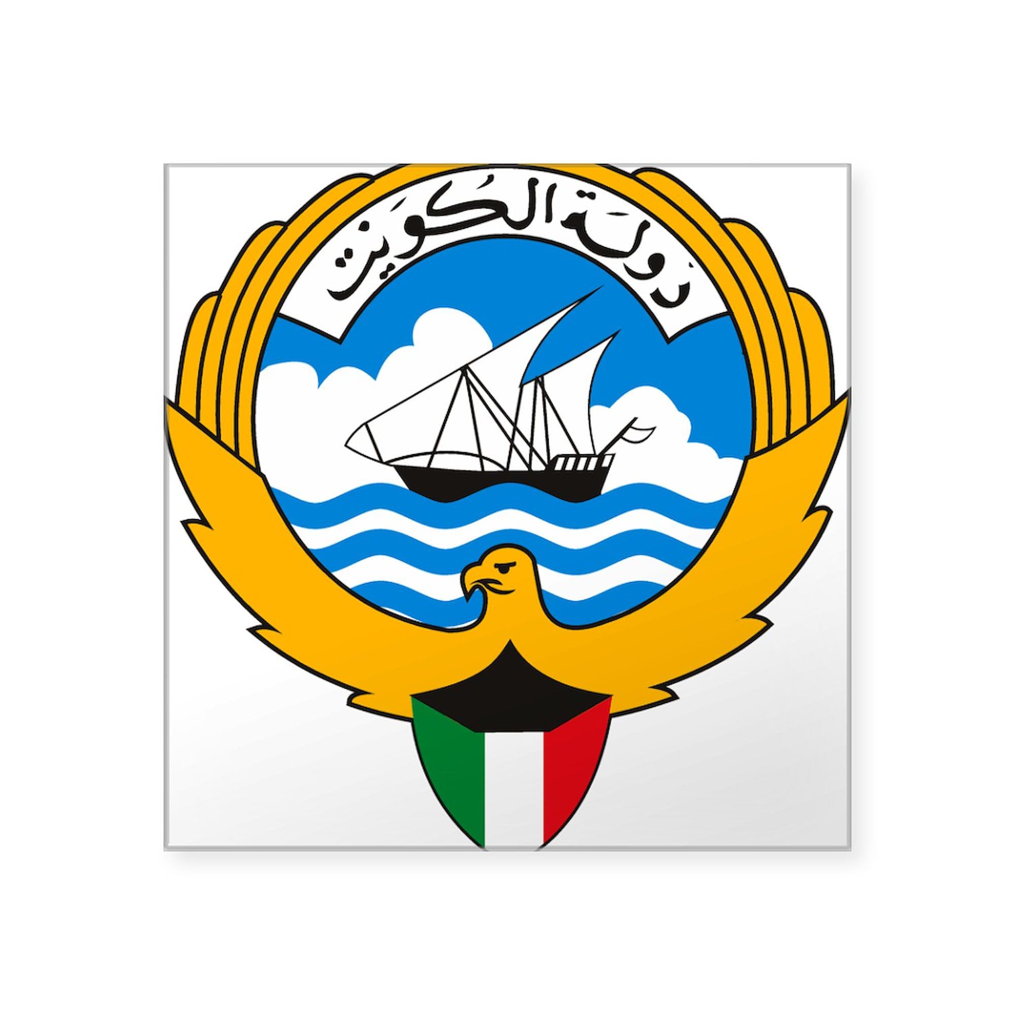 Kuwait Coat of Arms Rectangle Sticker - Durable Car Decal & Bumper Sticker for Cars, Laptops, Windows - Show National Pride on Vehicles, Tech & Home Decor