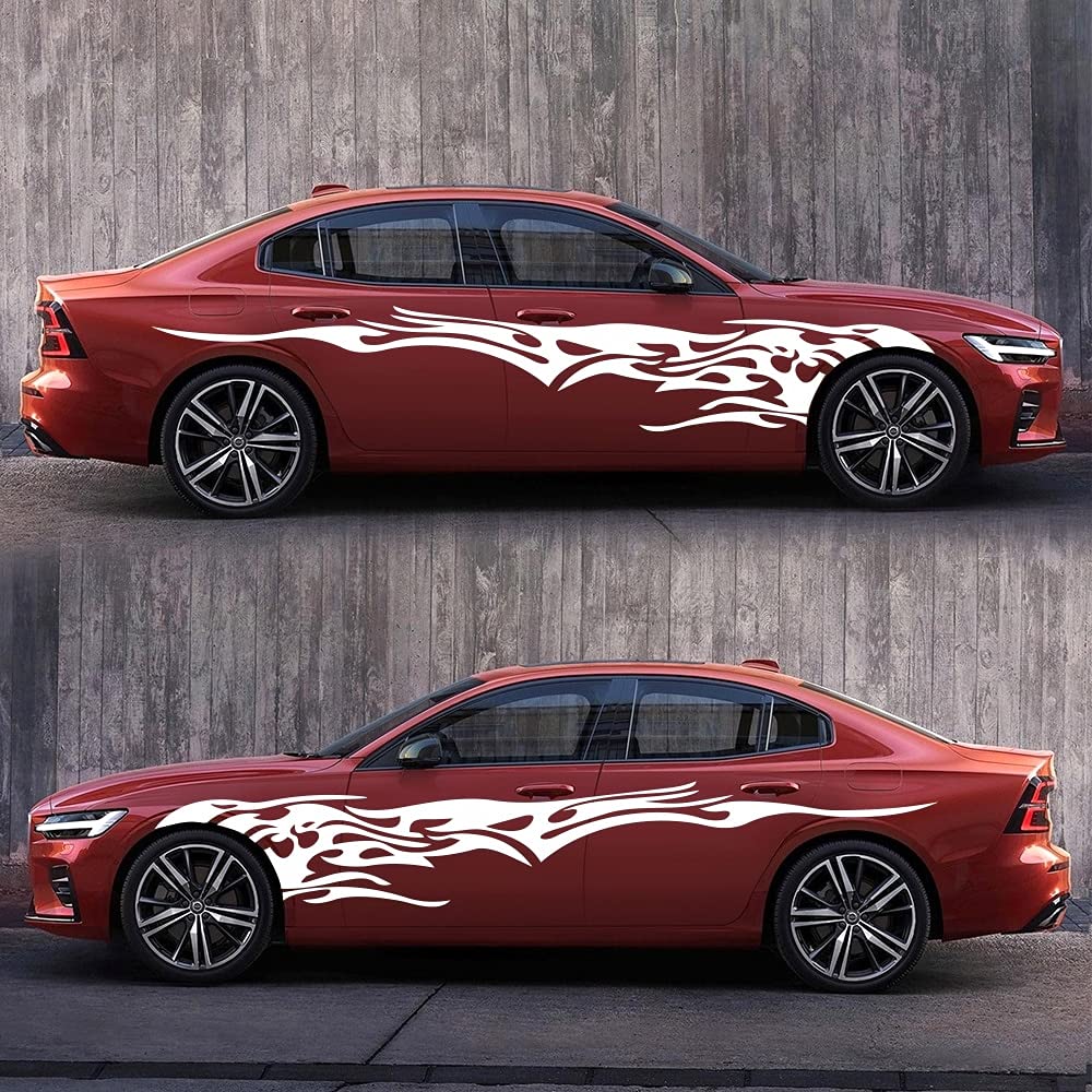 2pcs Black Car Vinyl Decal Graphics - Side Flame Element Stickers for All Car Models | Luopan Car Decals for Customization & Personalization