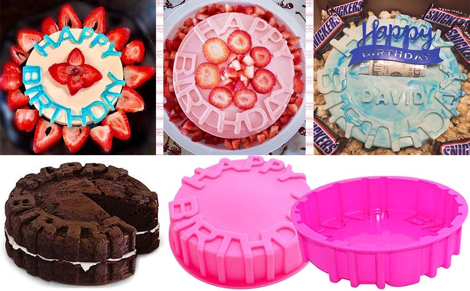 Premium Silicone Cake Molds for Baking - Non-Stick Reusable Birthday Cake Pan Set for Desserts, Cookies, Bread, Pudding, Jelly & Chocolate | Perfect for Home Baking, Party Treats & Holiday Desserts