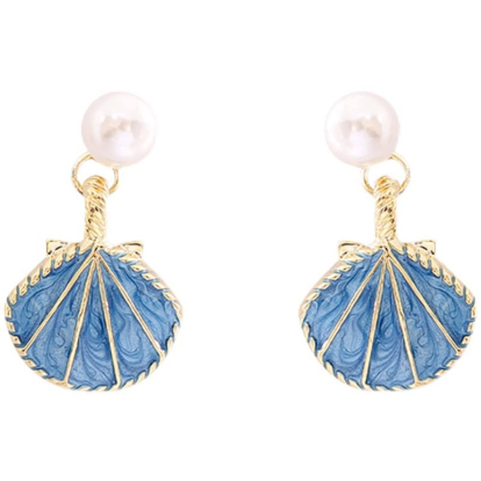 2022 Pearl Shell Stud Earrings for Women - Elegant Cross Design Summer Fashion Jewelry - Perfect for Parties, Weddings & Daily Wear (One Size)