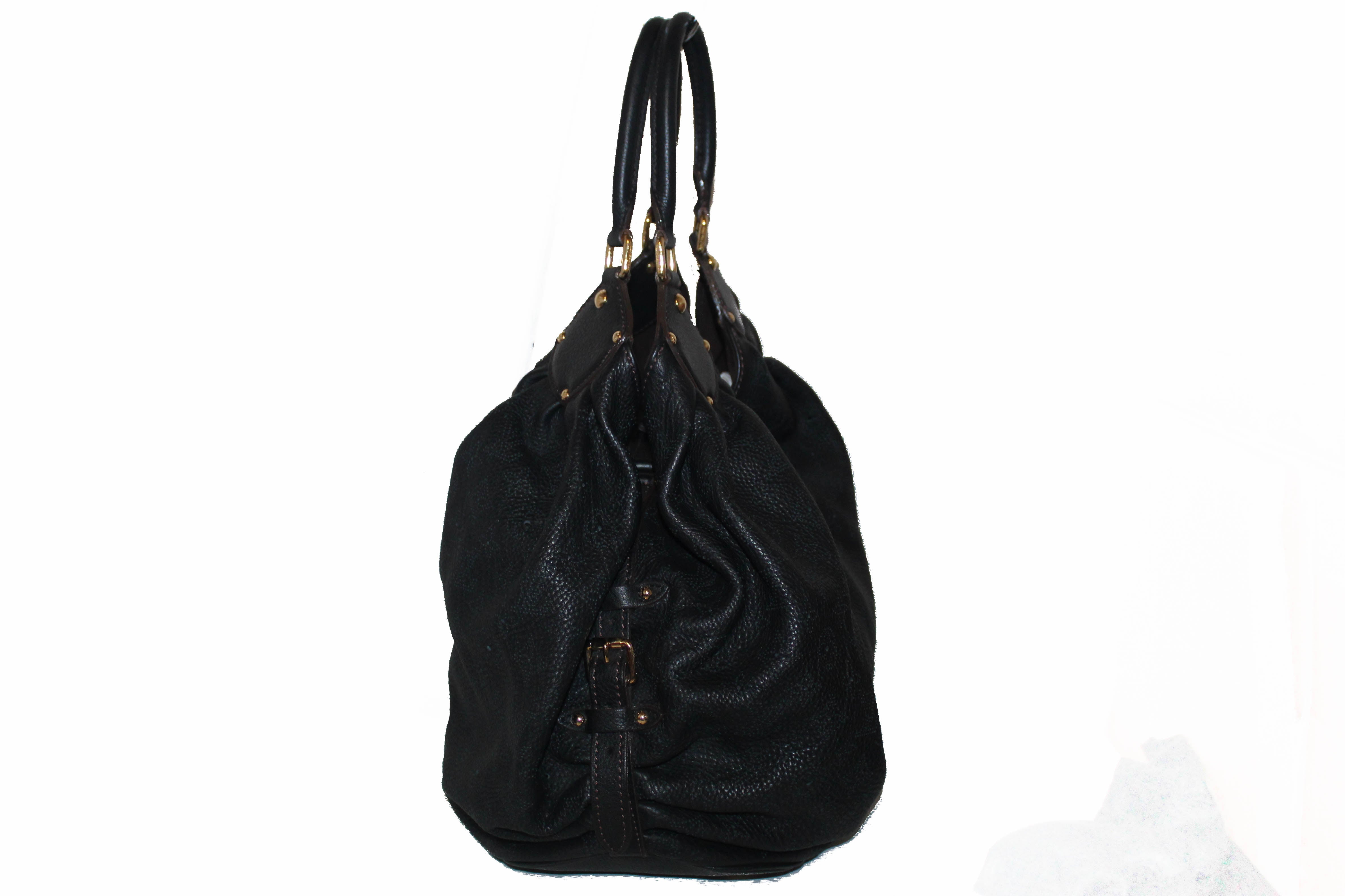 Authentic Louis Vuitton Black Perforated Monogram Mahina Leather XL Crossbody Bag - Luxury Designer Handbag for Women, Perfect for Work, Travel & Evening Events