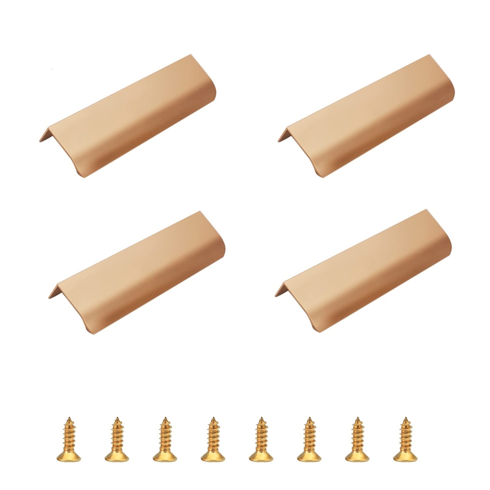 MOROBOR 4 Pack Modern Finger Edge Pull Cabinet Handles - 120mm Rose Gold Hidden Drawer Knobs for Kitchen, Bathroom & Office Furniture - Easy Installation & Stylish Upgrade