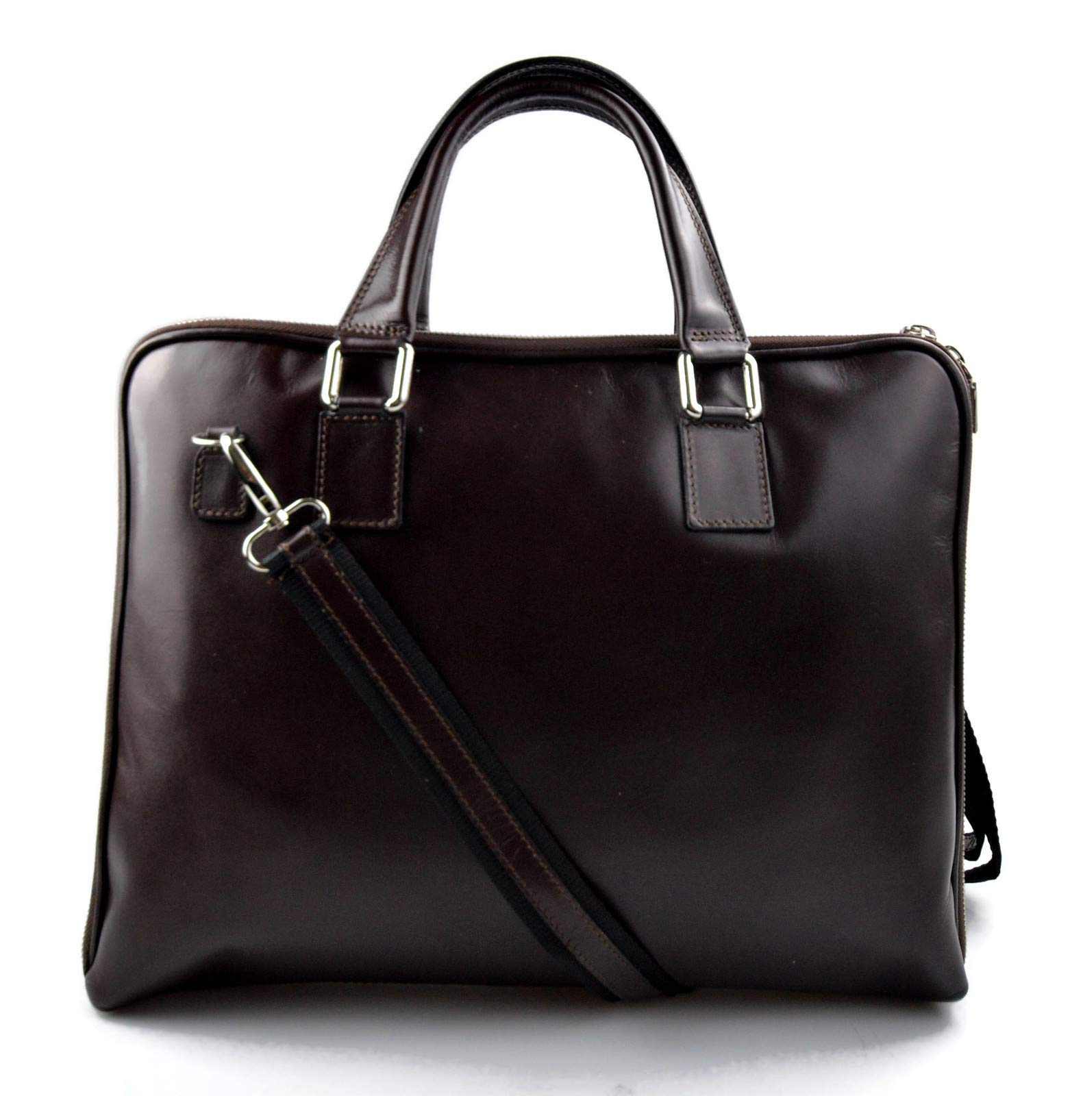 Genuine Leather Shoulder Bag for Women - Italian Made Dark Brown Messenger Purse with Adjustable Strap - Perfect for Office, Travel & Casual Use