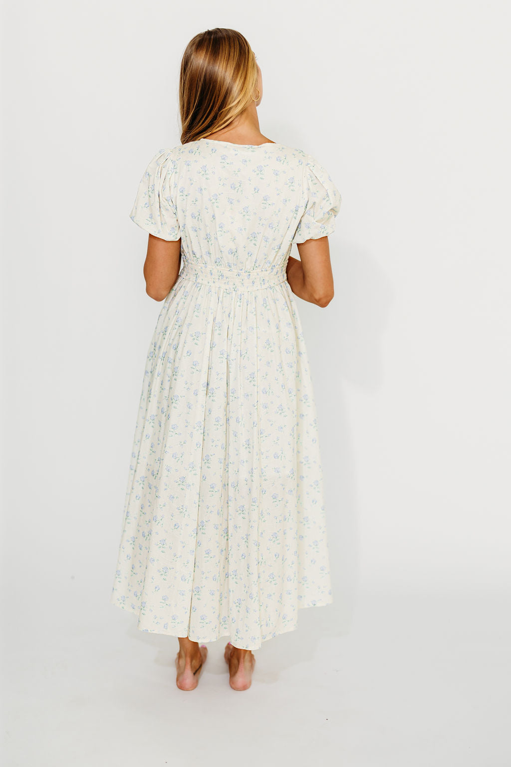 Kylee Women's 100% Cotton Floral Print Maxi Dress French Blue - Perfect for Beach Vacation, Summer Party & Boho Fashion