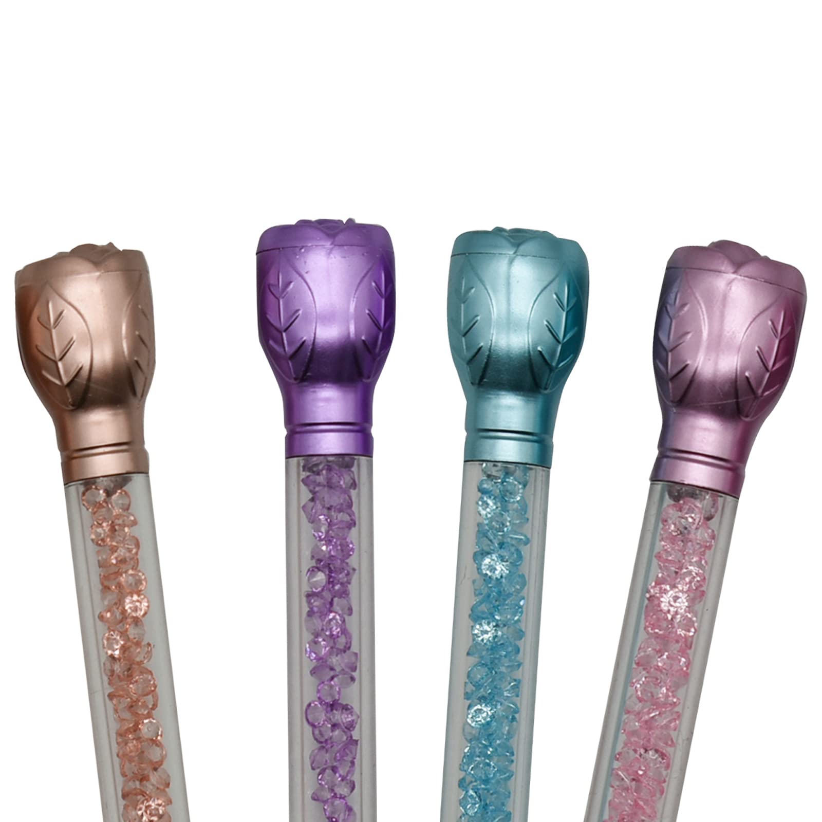 12-Pack Retractable Rose Flower Ballpoint Pens with Crystal Quicksand Design - Smooth Black Ink for School, Office, Wedding & Party Favors - Elegant Writing Gift for Women & Students
