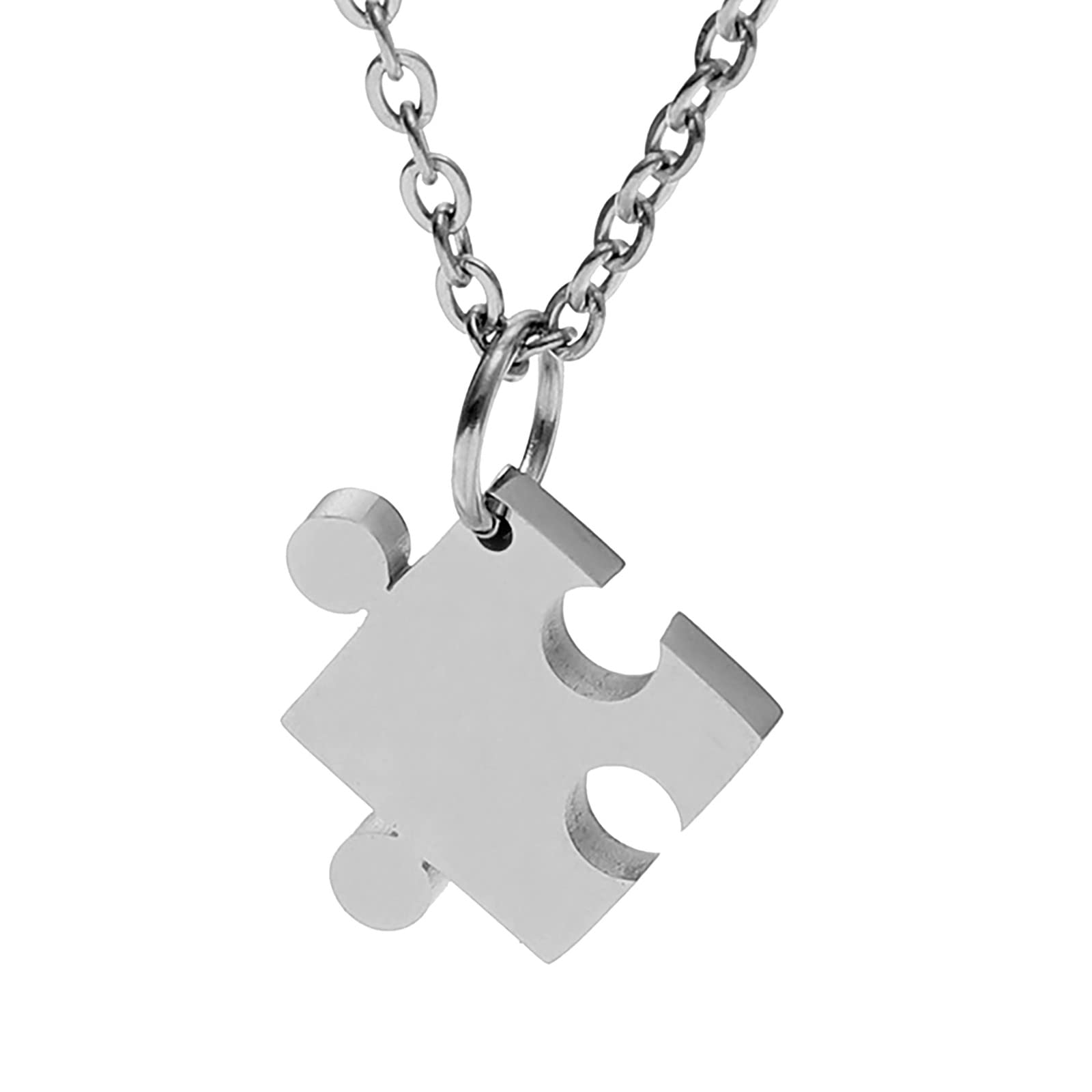 Boho Women's Chain Necklace - Stainless Steel Love Pendant Couple Puzzle Necklace & Choker Jewelry for Women | Perfect for Date Night, Anniversary Gifts, and Casual Wear