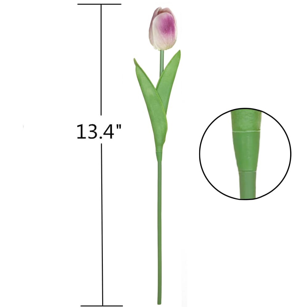 10Pcs Real Touch Artificial Tulips - PU Flower Bouquet for Home Decor, Wedding Centerpieces, Party Arrangements & Spring Table Decor (Purple)