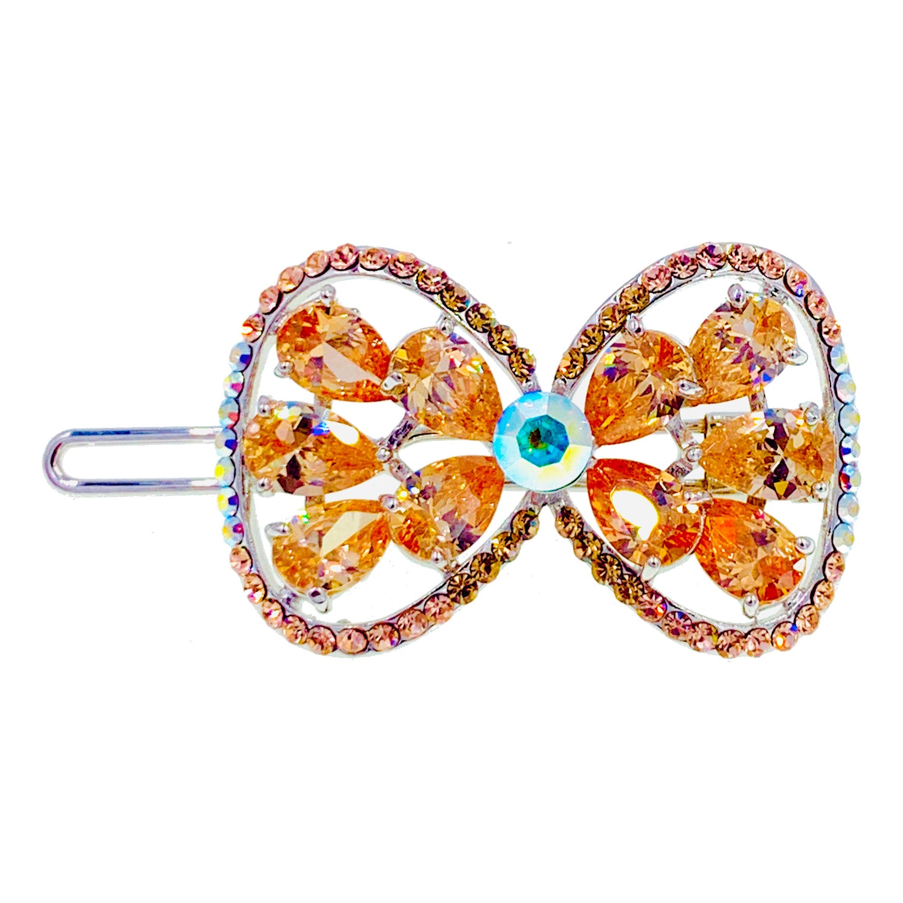 Aubrieta Bow Hair Clip with Swarovski Crystals - Elegant Hair Accessory for Weddings, Parties & Special Occasions