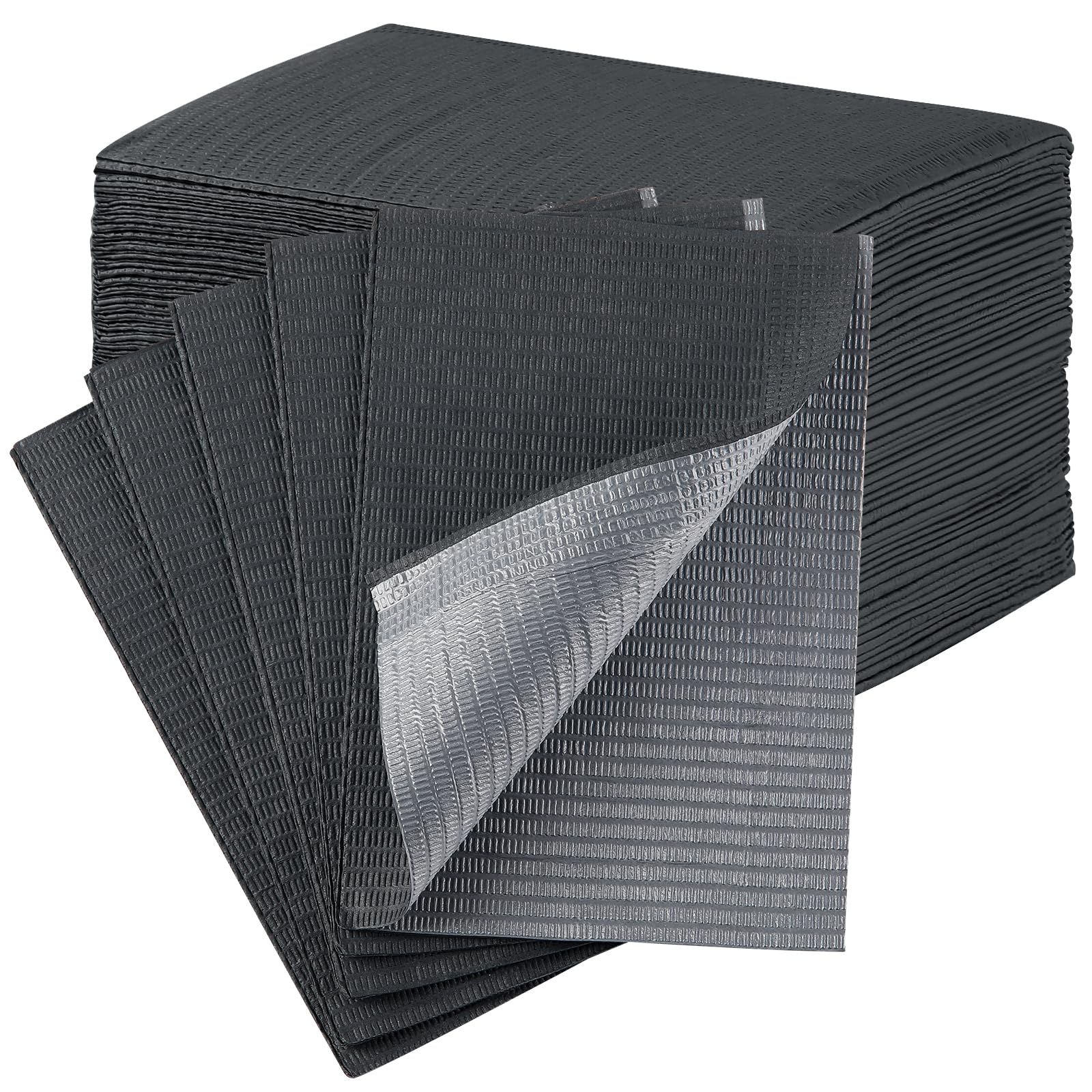 JMU Black Dental Bibs - 3-Ply Disposable Waterproof Dental Bibs for Dental Clinics, Tattoo Shops & Nail Salons (13